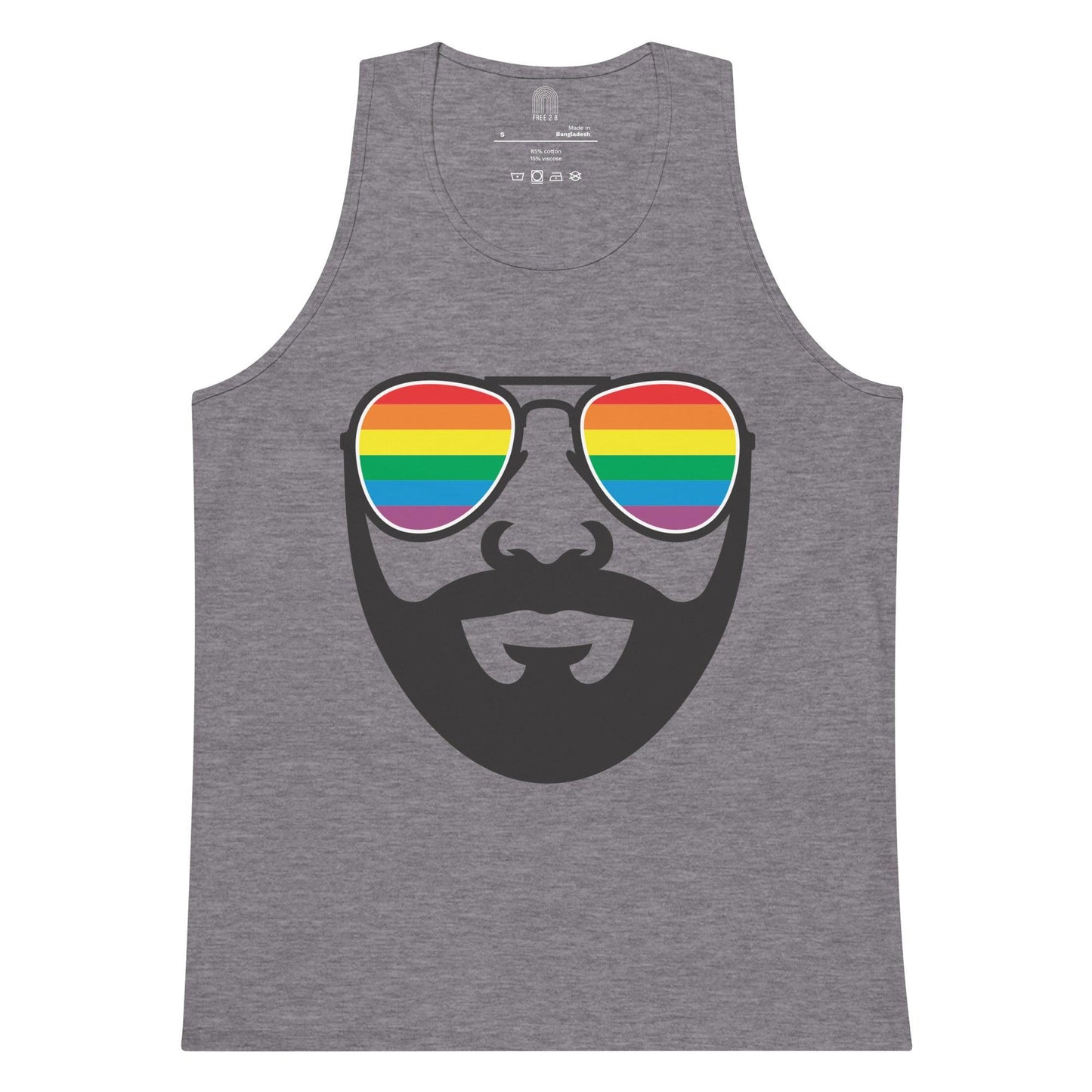 Bearded Man Rainbow Sunglasses Tank Top - Tank Top - Free 2 B