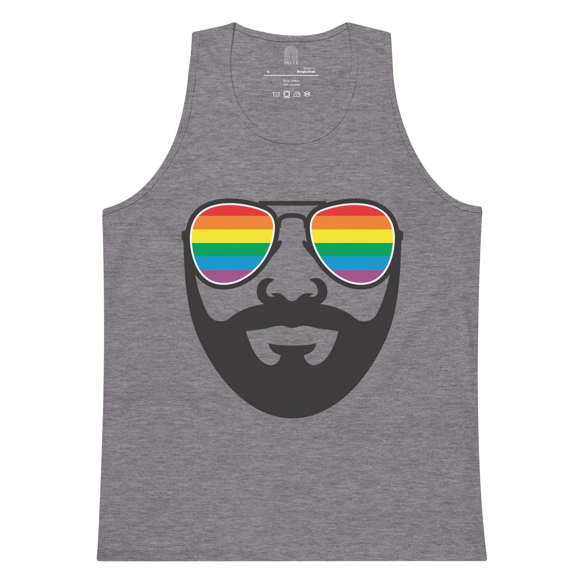 Bearded Man Rainbow Sunglasses Tank Top - Tank Top - Free 2 B