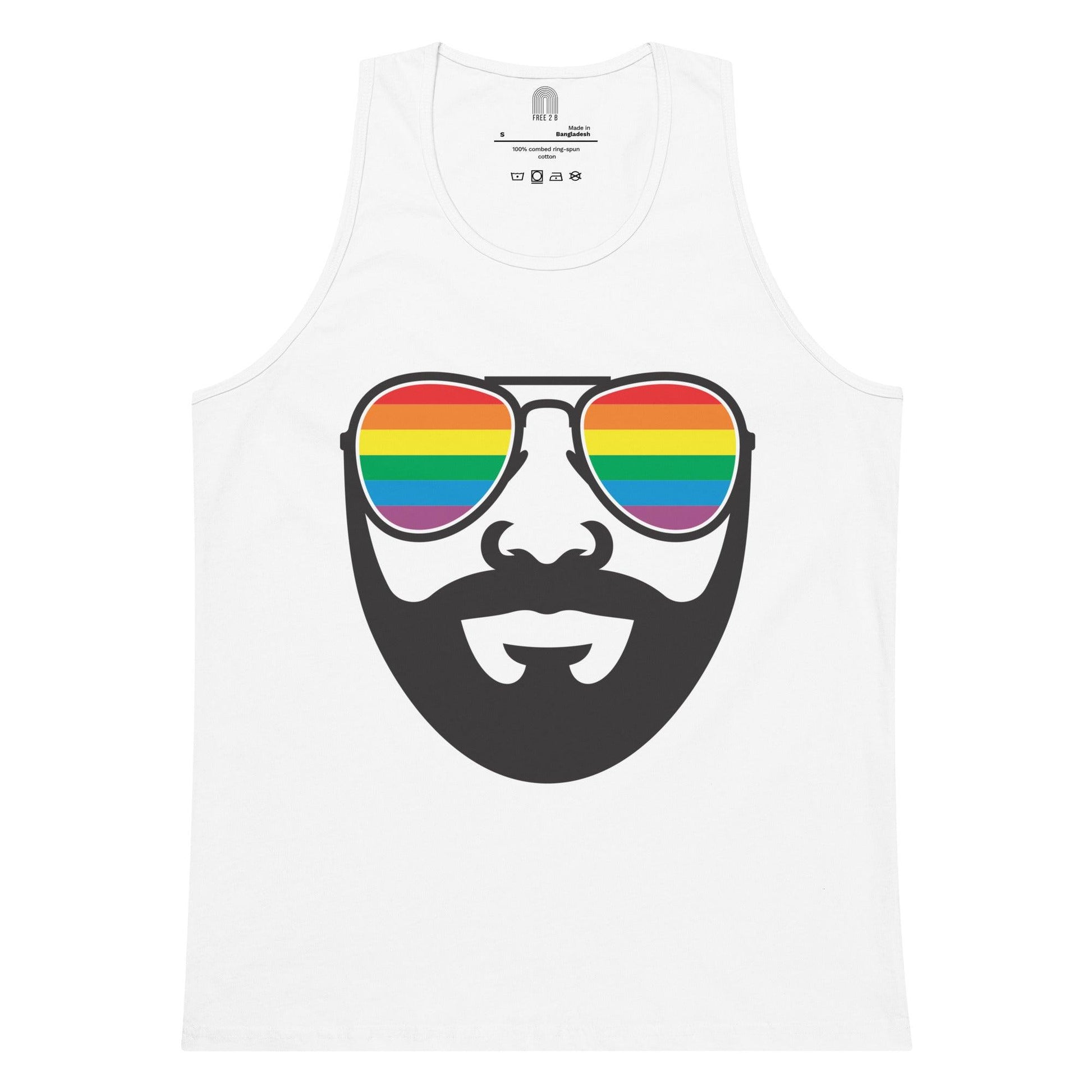 Bearded Man Rainbow Sunglasses Tank Top - Tank Top - Free 2 B