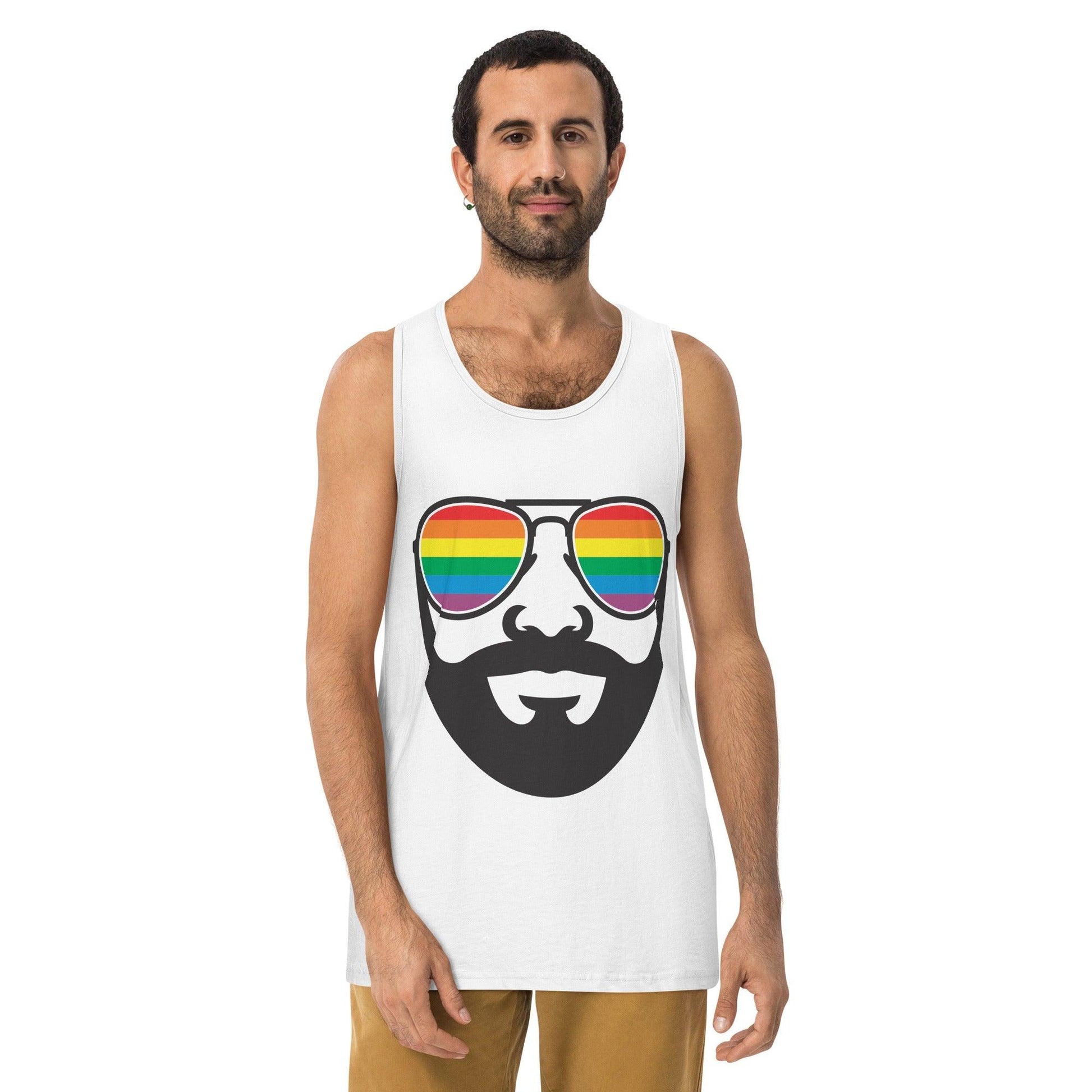 Bearded Man Rainbow Sunglasses Tank Top - Tank Top - Free 2 B