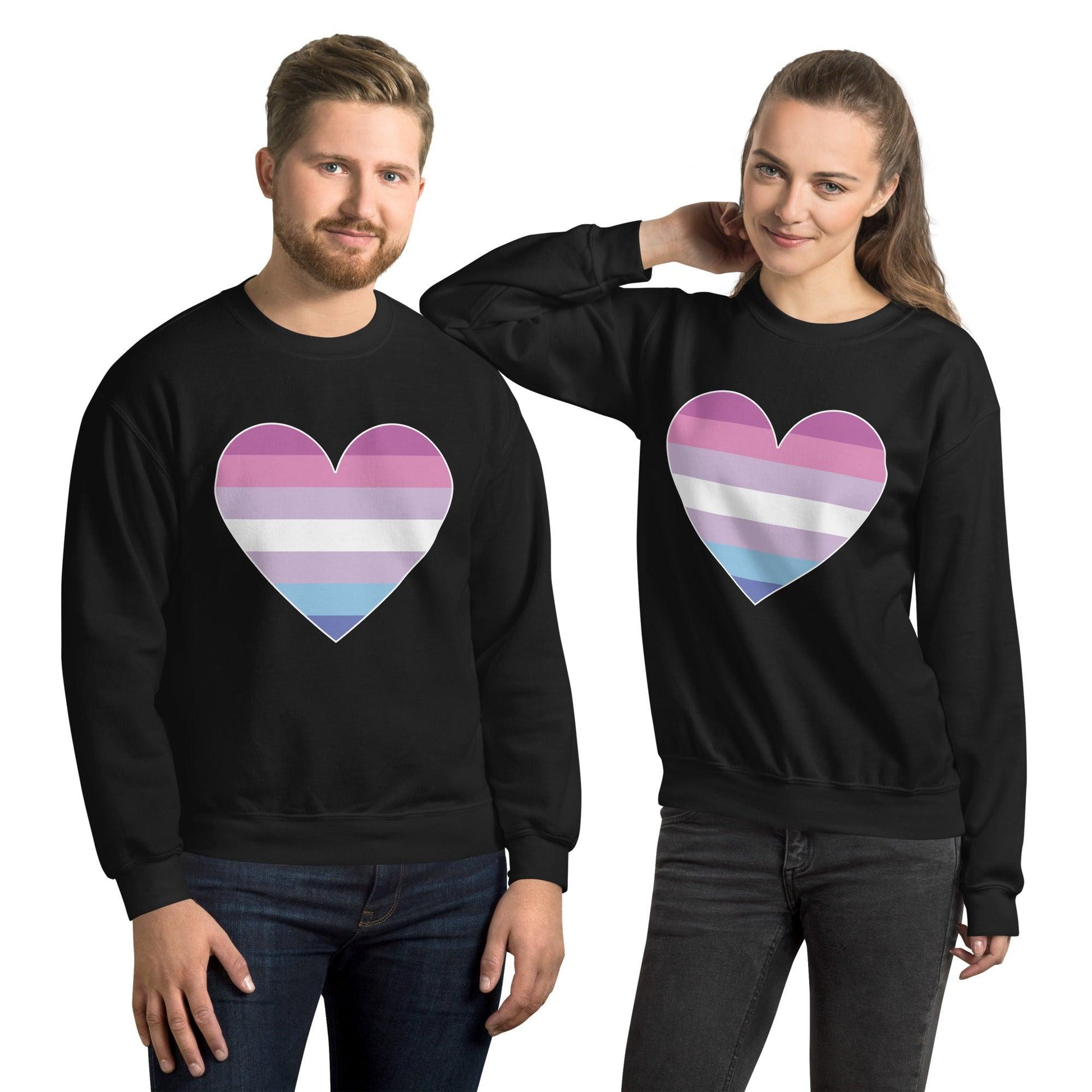 Bigender Heart Sweatshirt - Crewneck Sweatshirt - Free 2 B