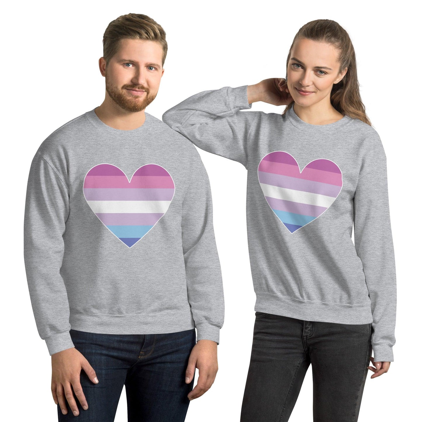 Bigender Heart Sweatshirt - Crewneck Sweatshirt - Free 2 B