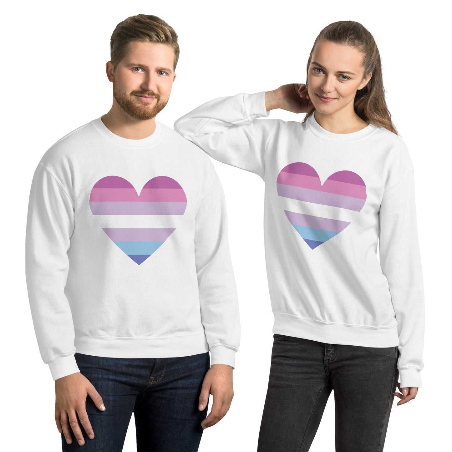 Bigender Heart Sweatshirt - Crewneck Sweatshirt - Free 2 B