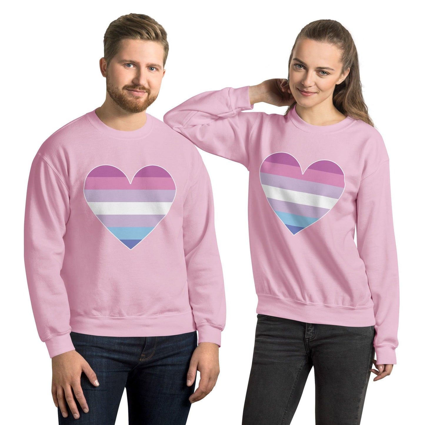 Bigender Heart Sweatshirt - Crewneck Sweatshirt - Free 2 B