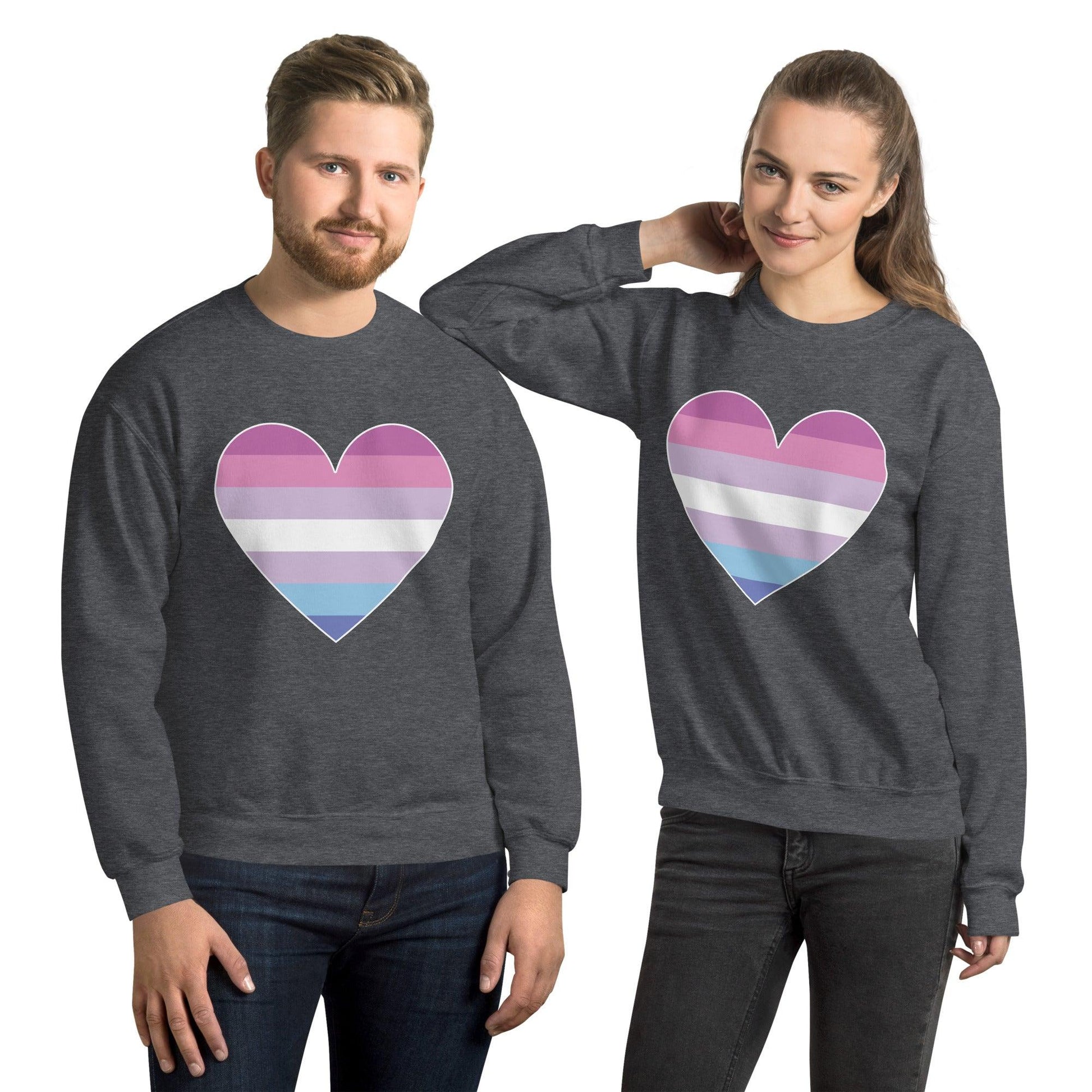 Bigender Heart Sweatshirt - Crewneck Sweatshirt - Free 2 B