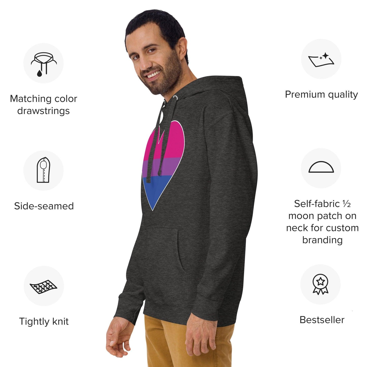 Bisexual Heart Hoodie - Hoodie - Free 2 B