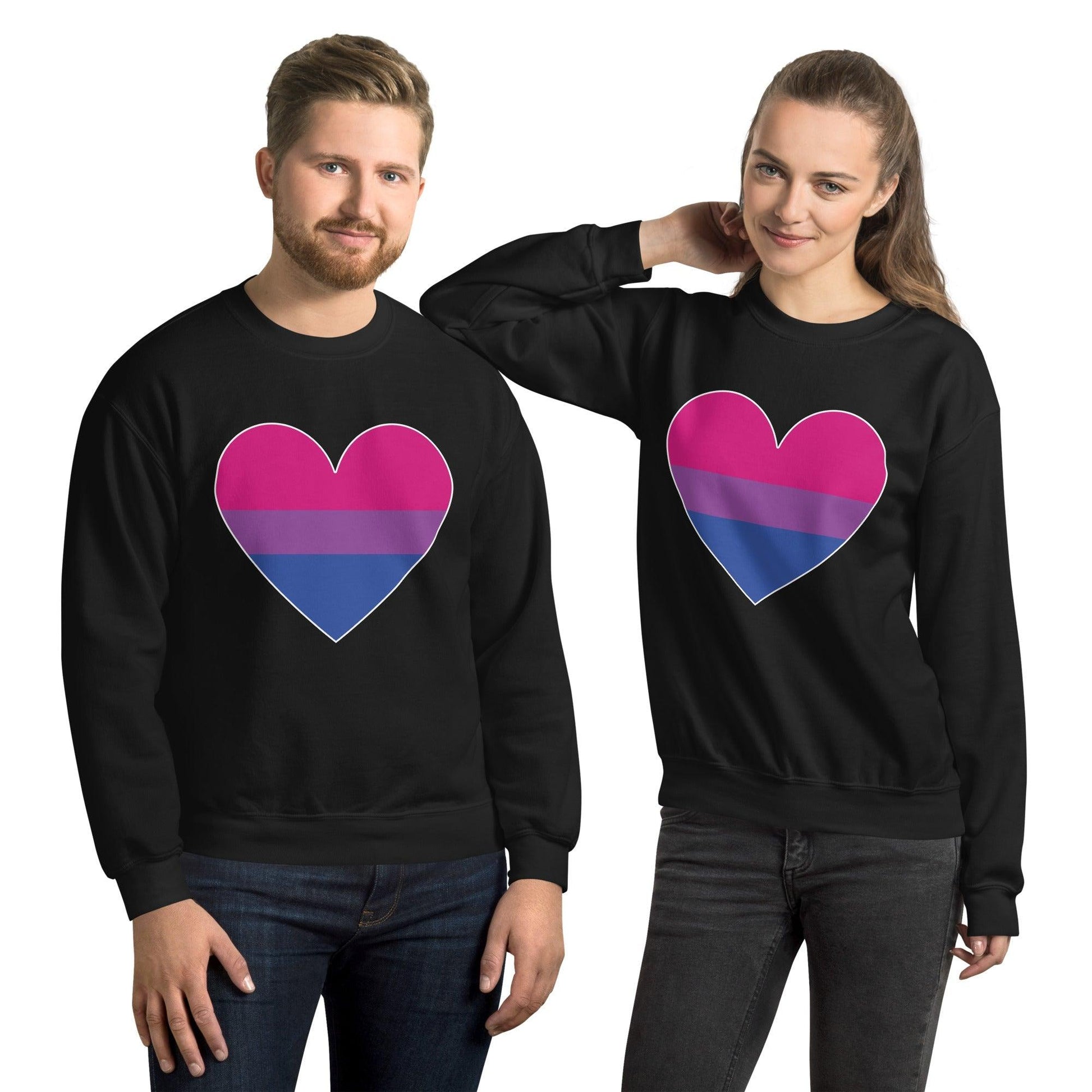 Bisexual Heart Sweatshirt - Crewneck Sweatshirt - Free 2 B