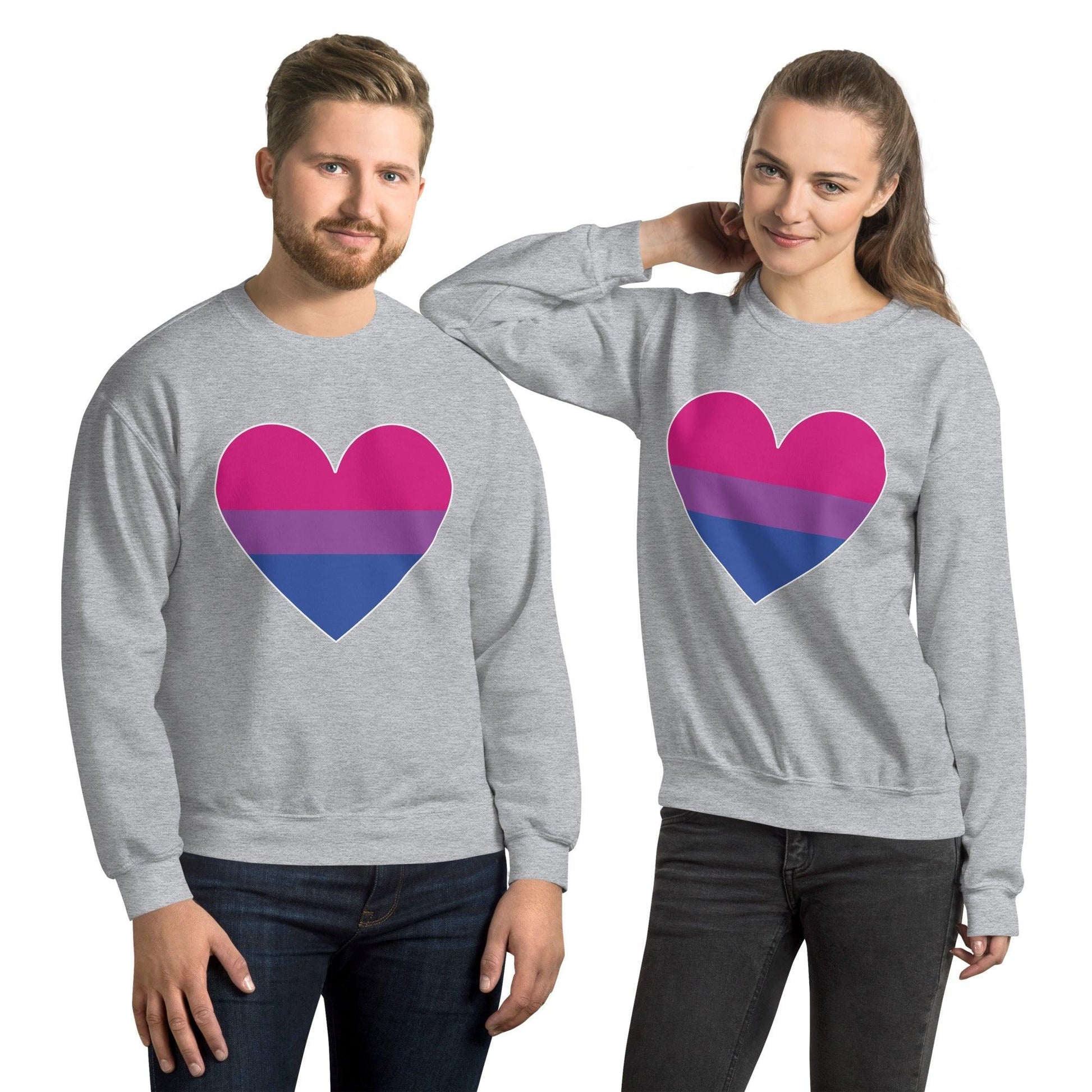 Bisexual Heart Sweatshirt - Crewneck Sweatshirt - Free 2 B