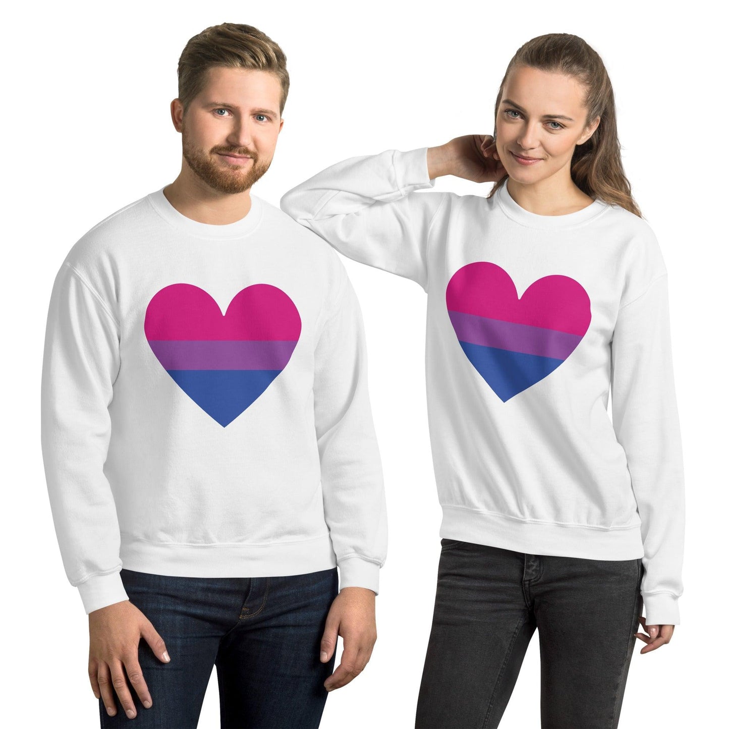 Bisexual Heart Sweatshirt - Crewneck Sweatshirt - Free 2 B