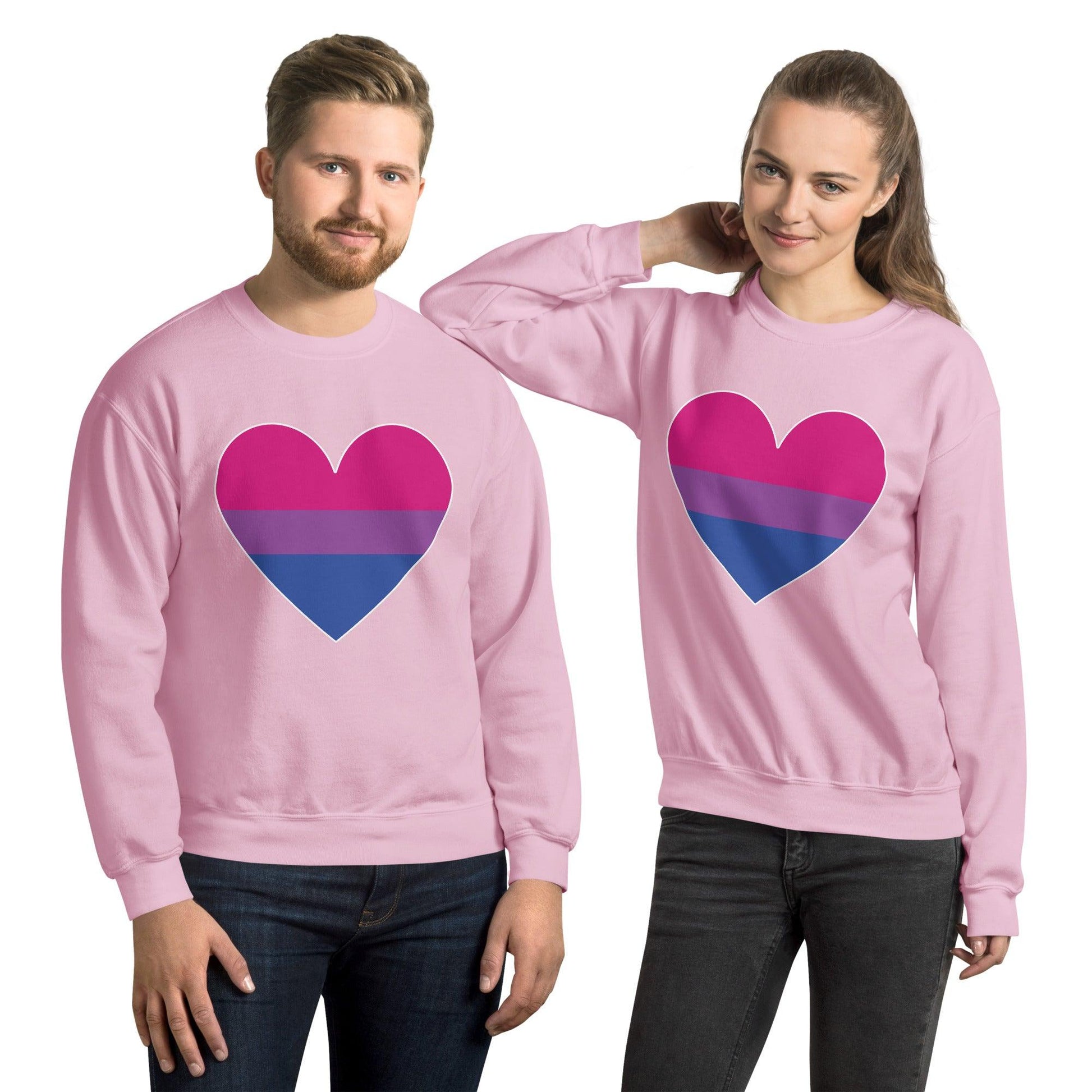 Bisexual Heart Sweatshirt - Crewneck Sweatshirt - Free 2 B