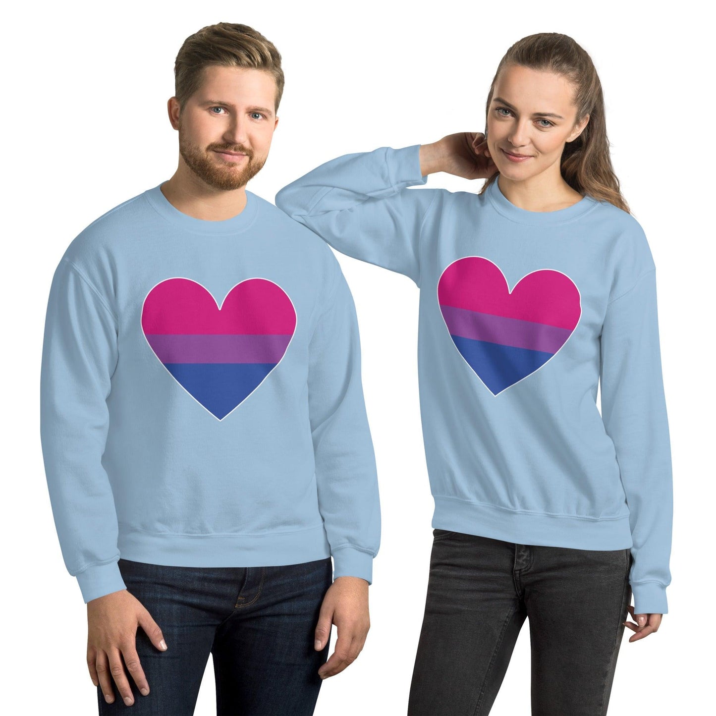 Bisexual Heart Sweatshirt - Crewneck Sweatshirt - Free 2 B