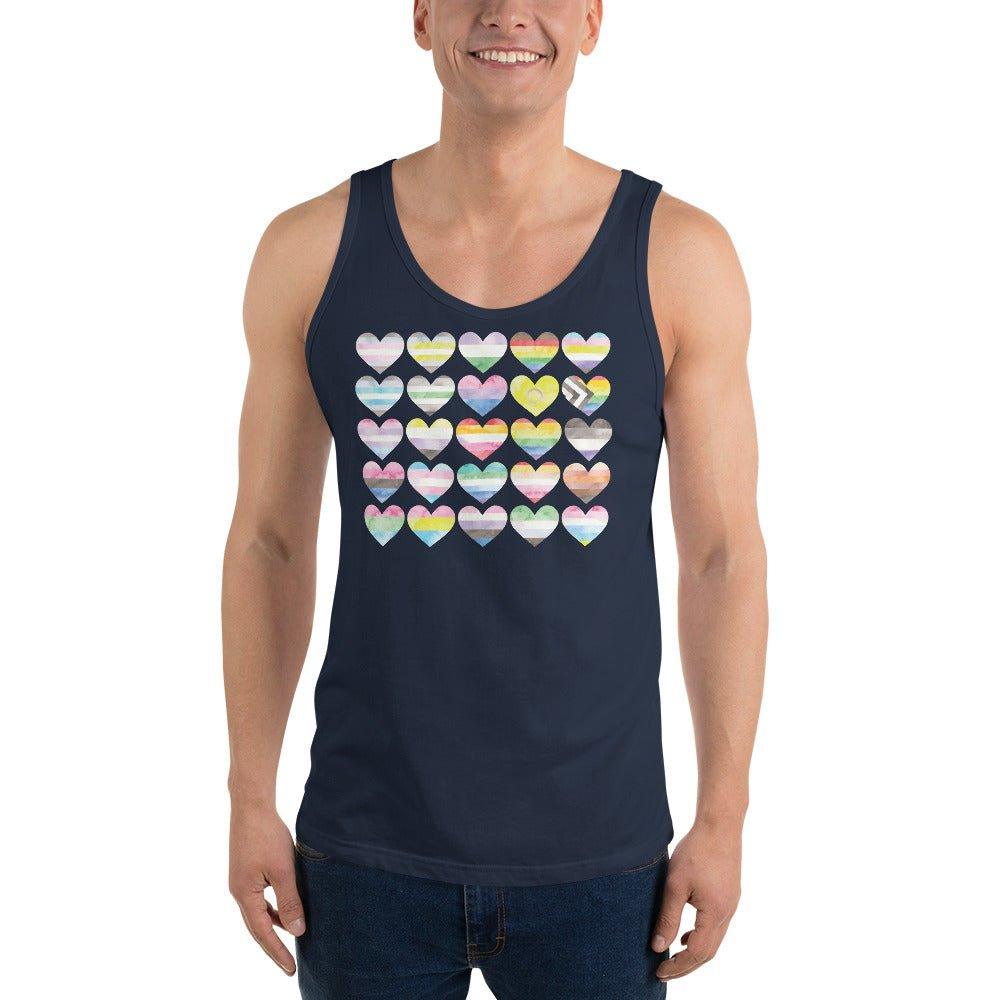 Gay Pride Flag Hearts Tank Top - Tank Top - Free 2 B