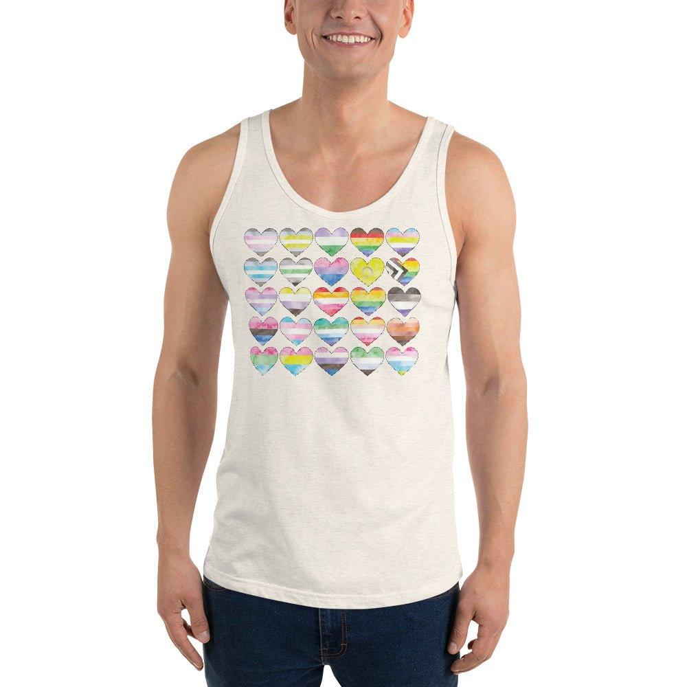 Gay Pride Flag Hearts Tank Top - Tank Top - Free 2 B