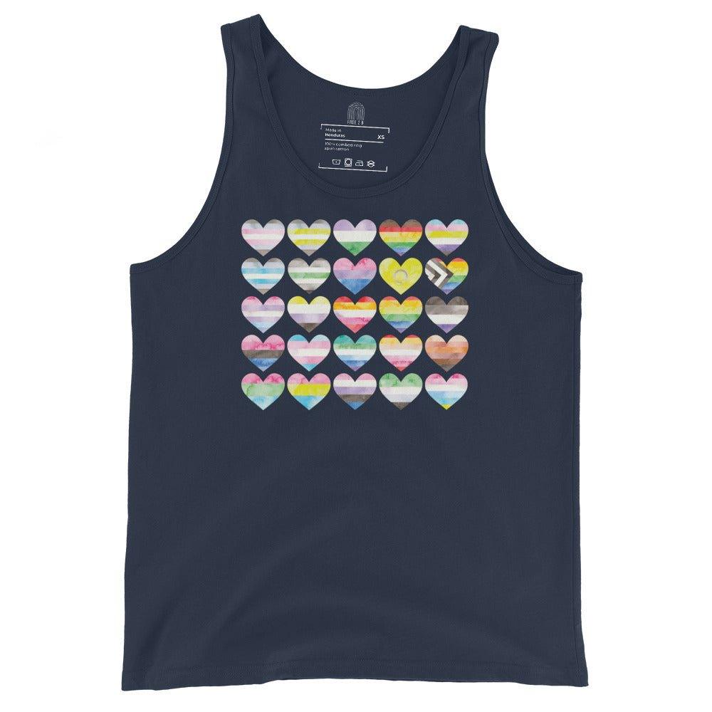 Gay Pride Flag Hearts Tank Top - Tank Top - Free 2 B