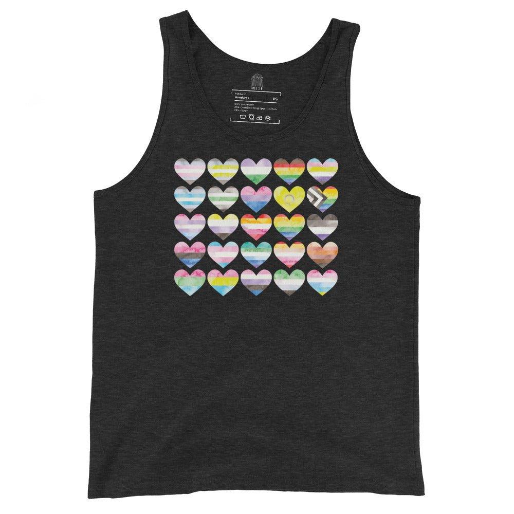 Gay Pride Flag Hearts Tank Top - Tank Top - Free 2 B