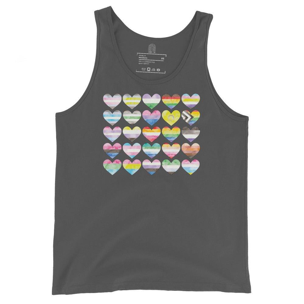 Gay Pride Flag Hearts Tank Top - Tank Top - Free 2 B