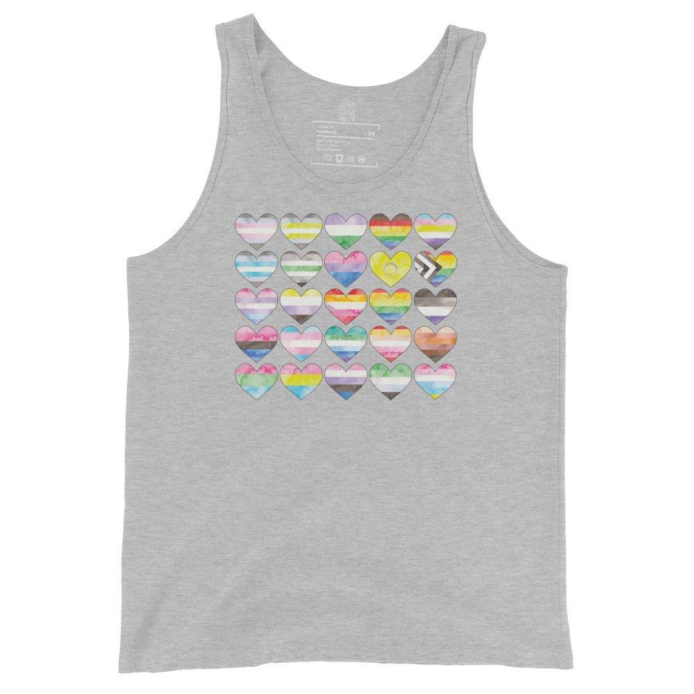 Gay Pride Flag Hearts Tank Top - Tank Top - Free 2 B