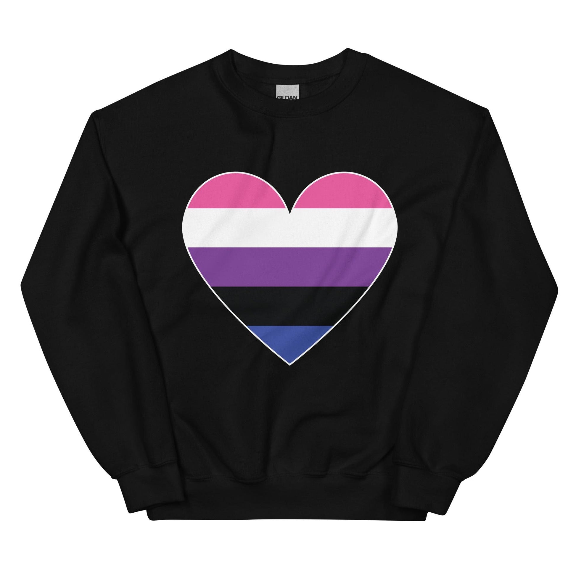 Genderfluid Heart Sweatshirt - Crewneck Sweatshirt - Free 2 B