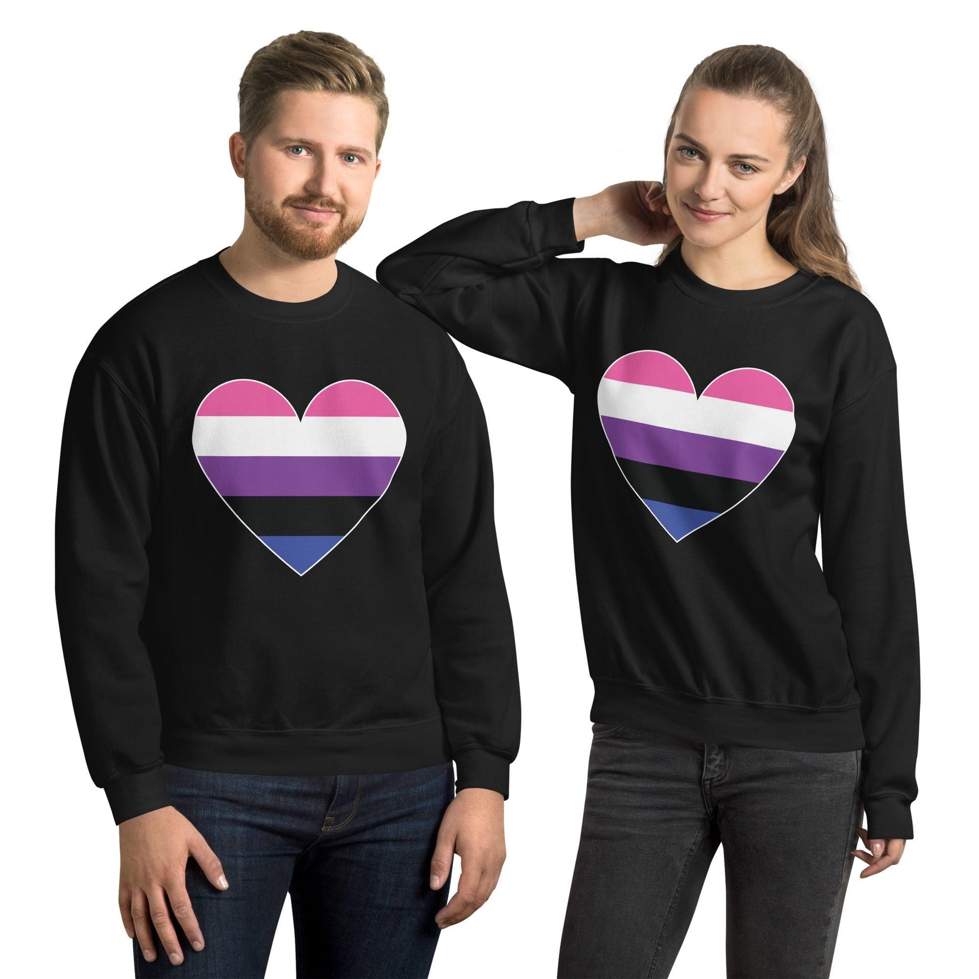 Genderfluid Heart Sweatshirt - Crewneck Sweatshirt - Free 2 B