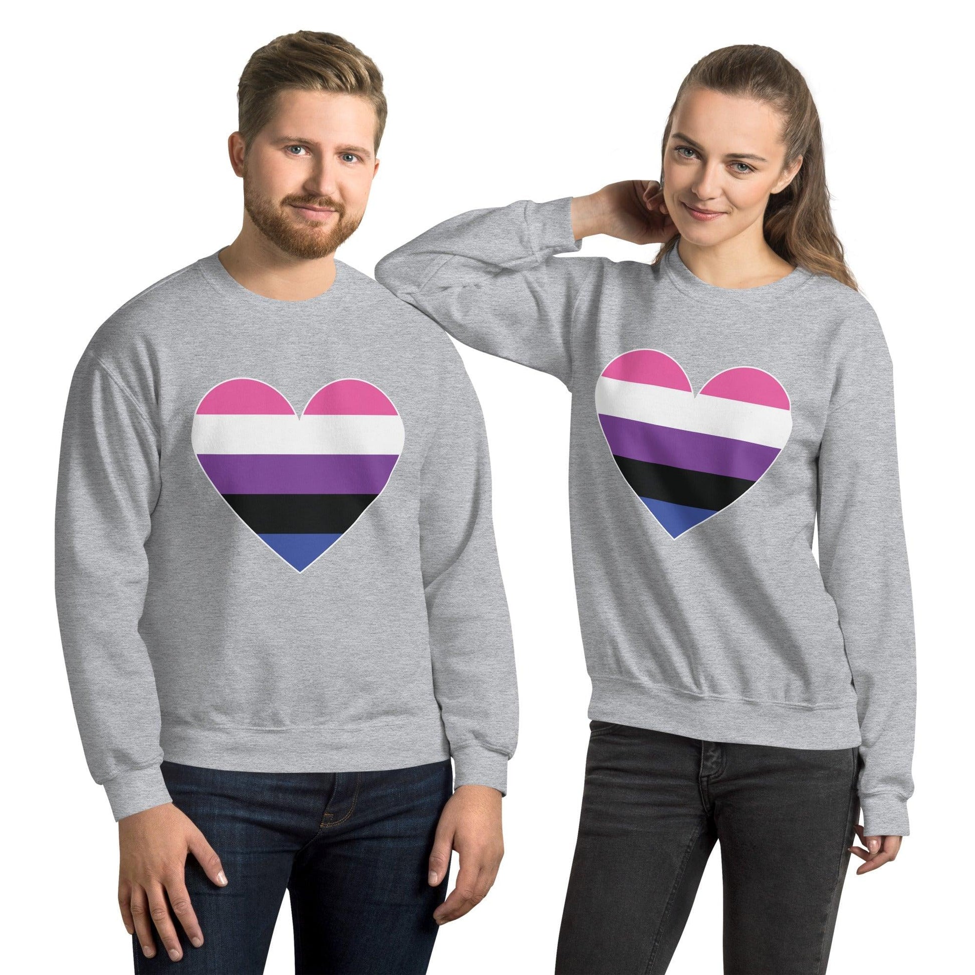 Genderfluid Heart Sweatshirt - Crewneck Sweatshirt - Free 2 B