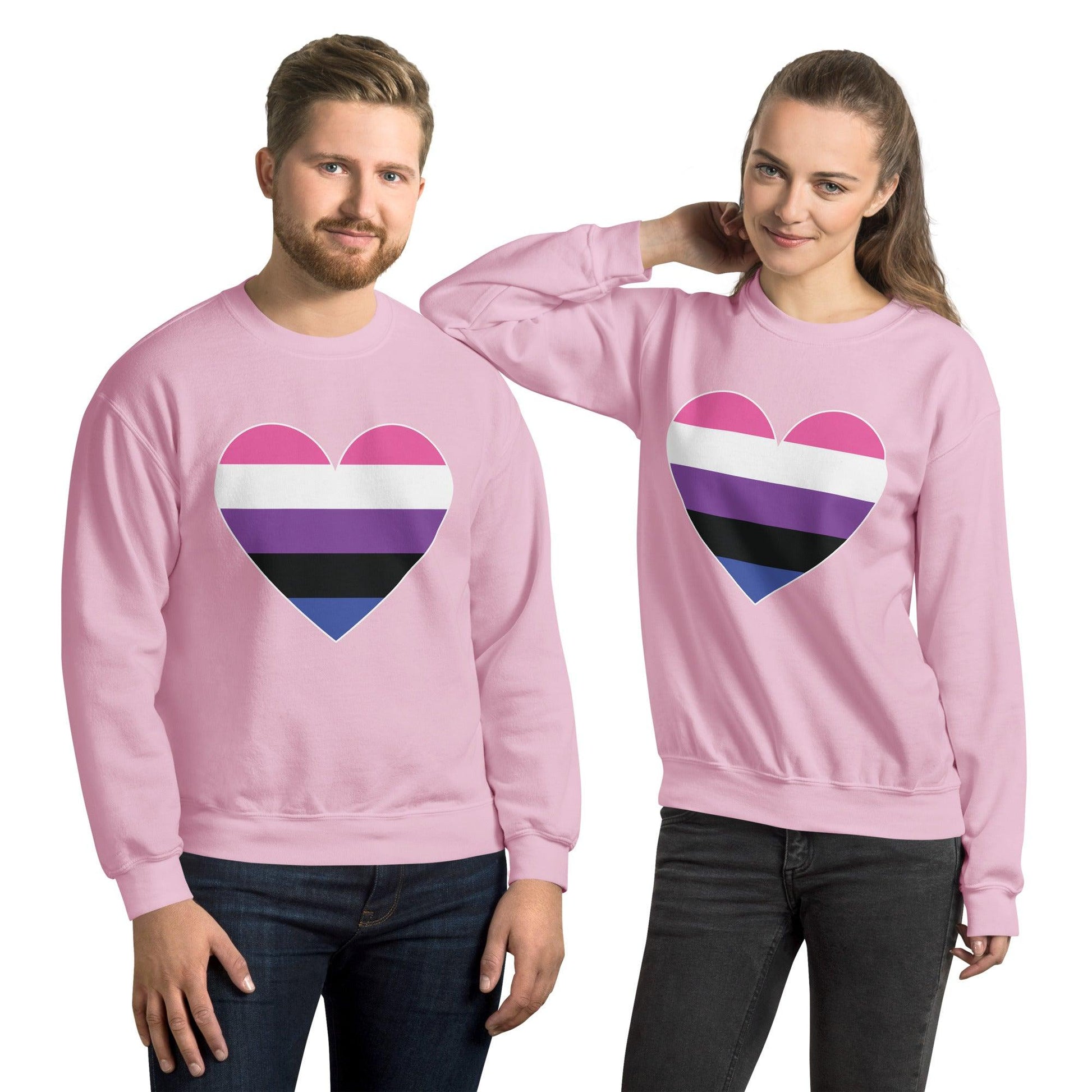 Genderfluid Heart Sweatshirt - Crewneck Sweatshirt - Free 2 B