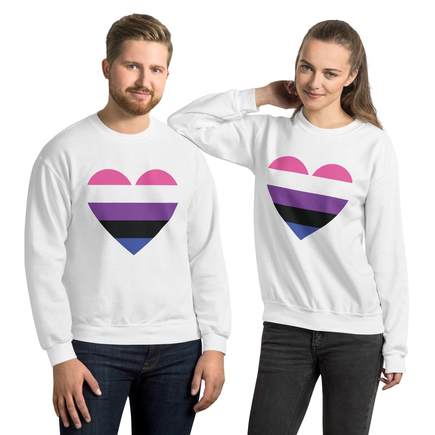 Genderfluid Heart Sweatshirt - Crewneck Sweatshirt - Free 2 B