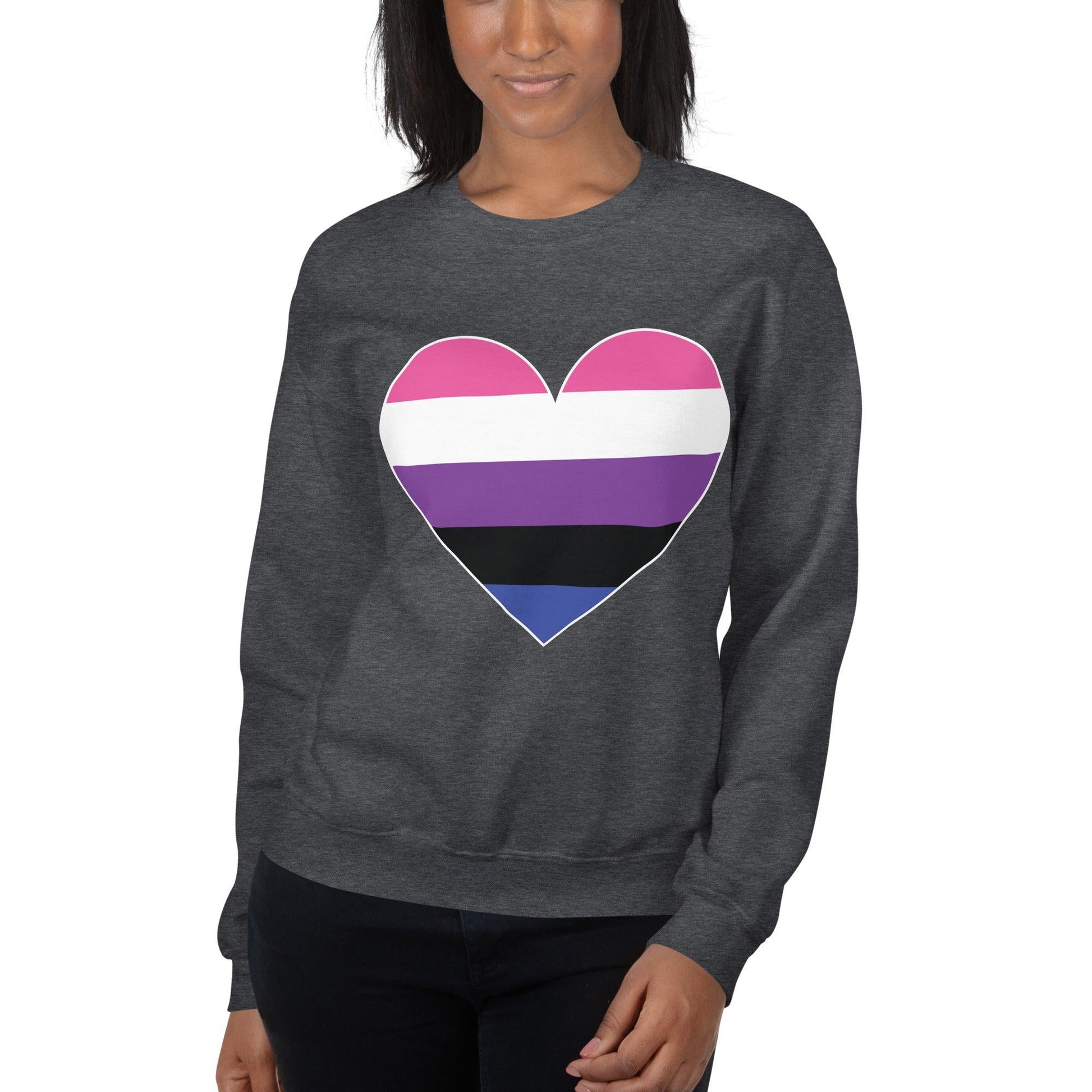 Genderfluid Heart Sweatshirt - Crewneck Sweatshirt - Free 2 B