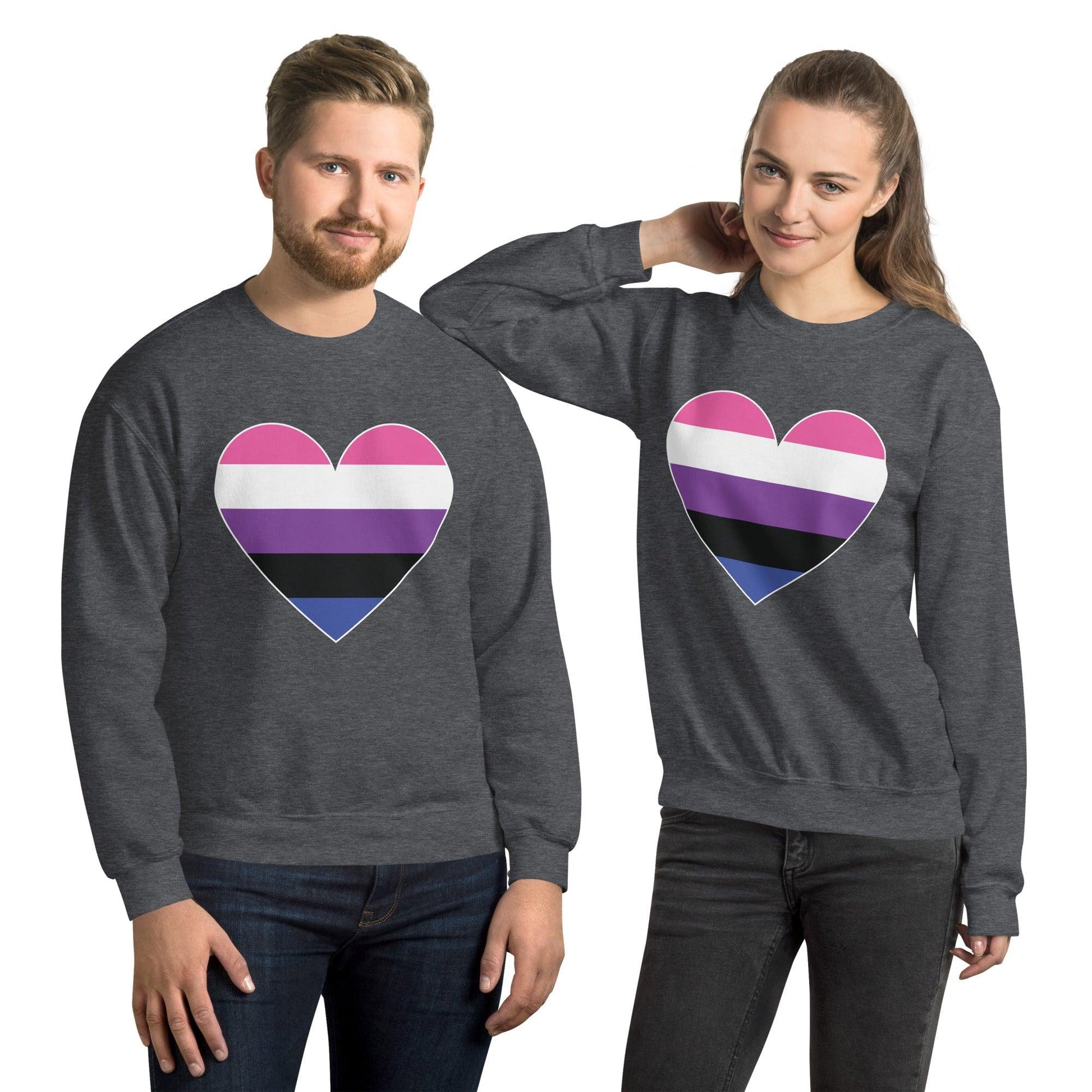 Genderfluid Heart Sweatshirt - Crewneck Sweatshirt - Free 2 B