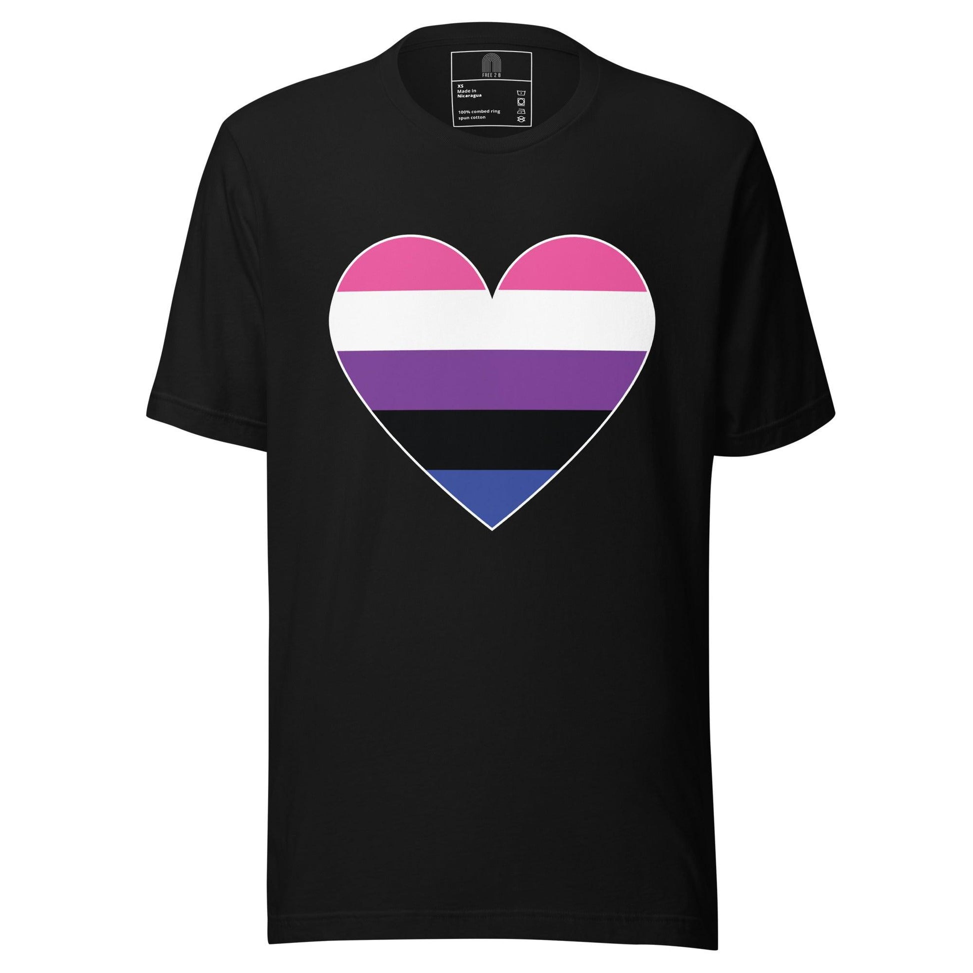 Genderfluid Heart T-Shirt - T Shirt - Free 2 B