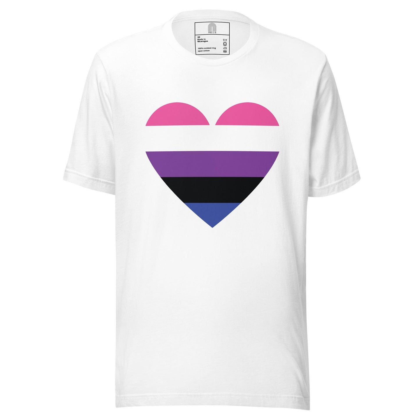 Genderfluid Heart T-Shirt - T Shirt - Free 2 B