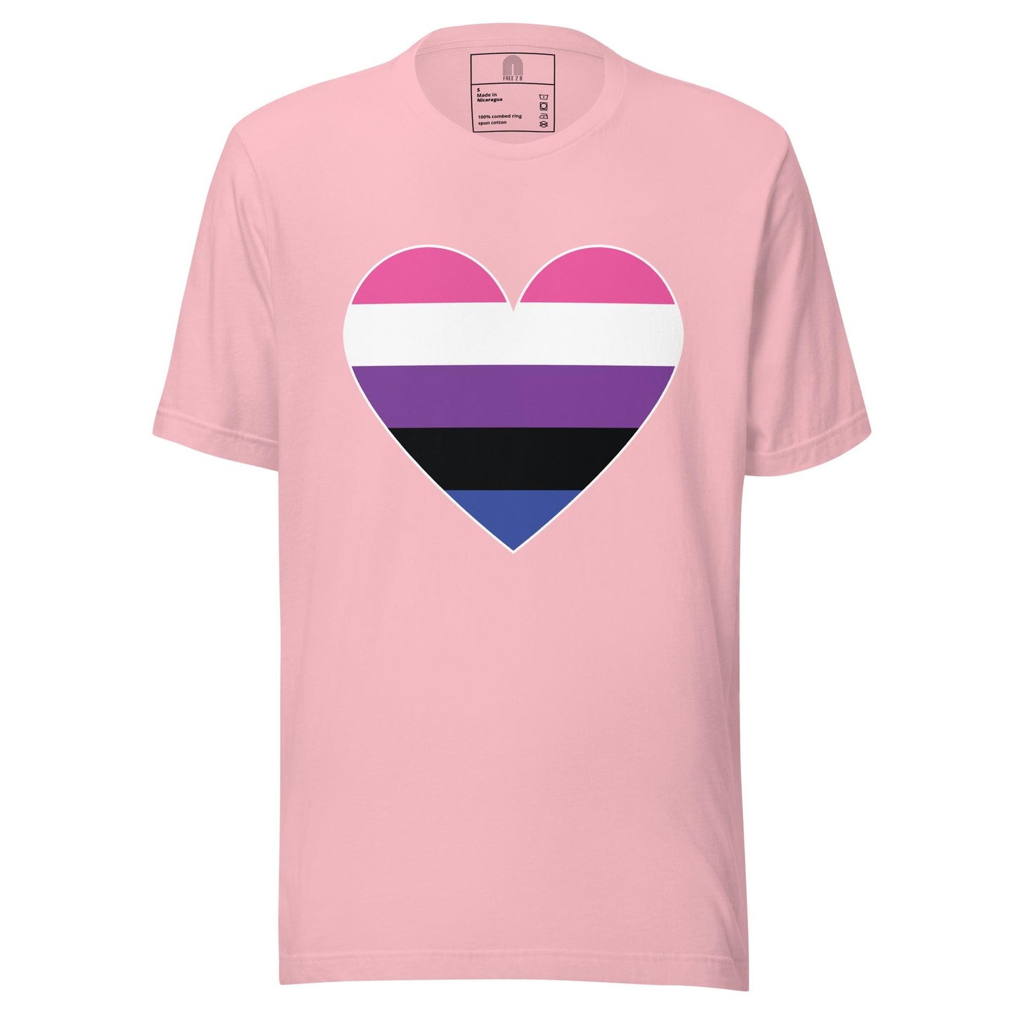 Genderfluid Heart T-Shirt - T Shirt - Free 2 B