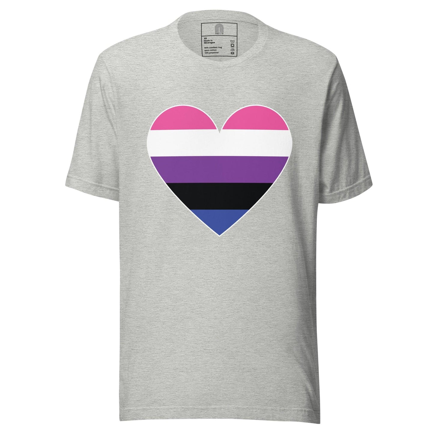 Genderfluid Heart T-Shirt - T Shirt - Free 2 B