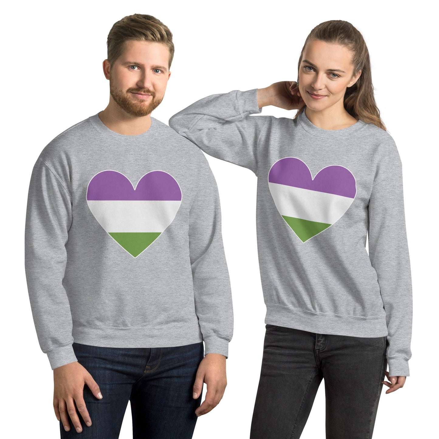 Genderqueer Heart Sweatshirt - Crewneck Sweatshirt - Free 2 B