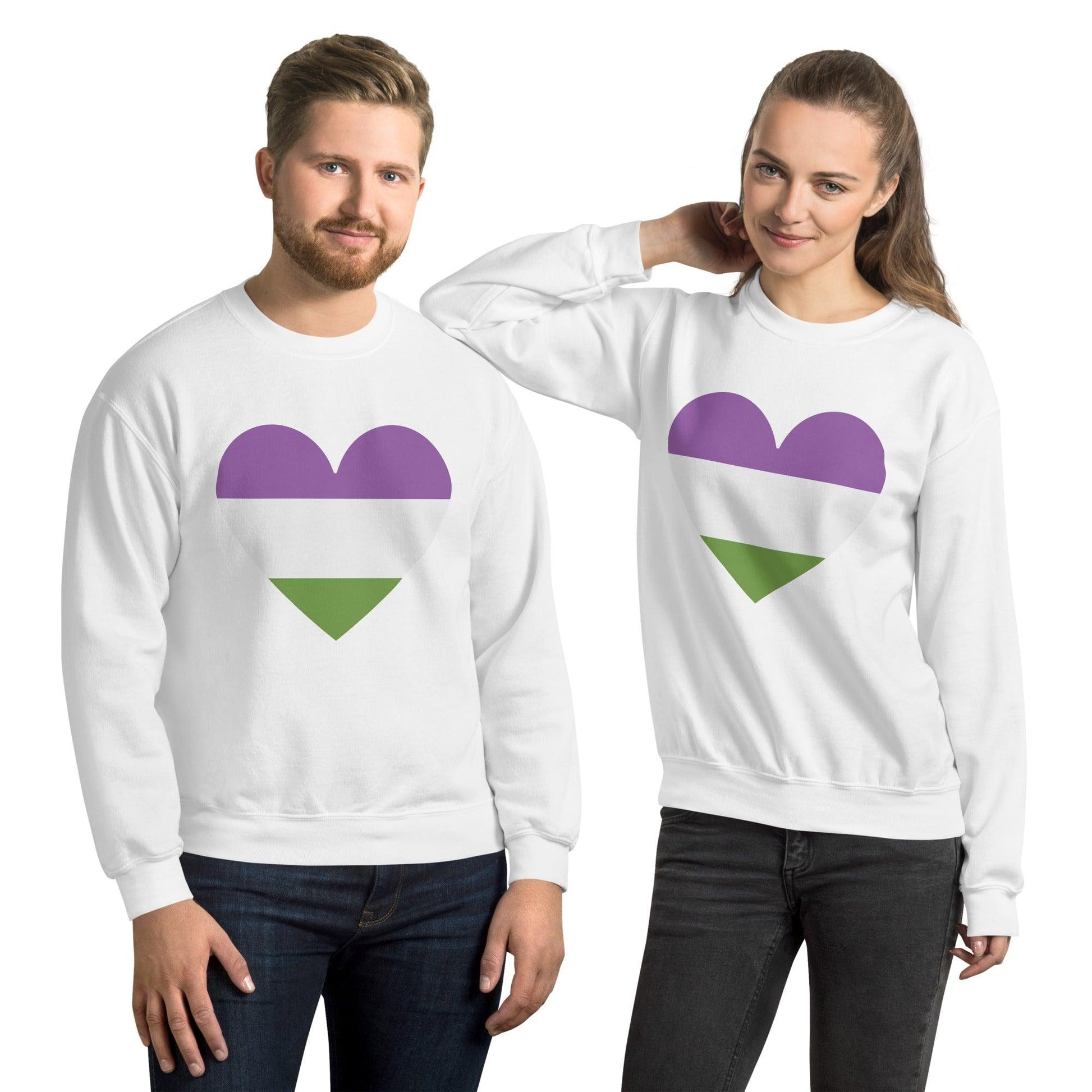 Genderqueer Heart Sweatshirt - Crewneck Sweatshirt - Free 2 B