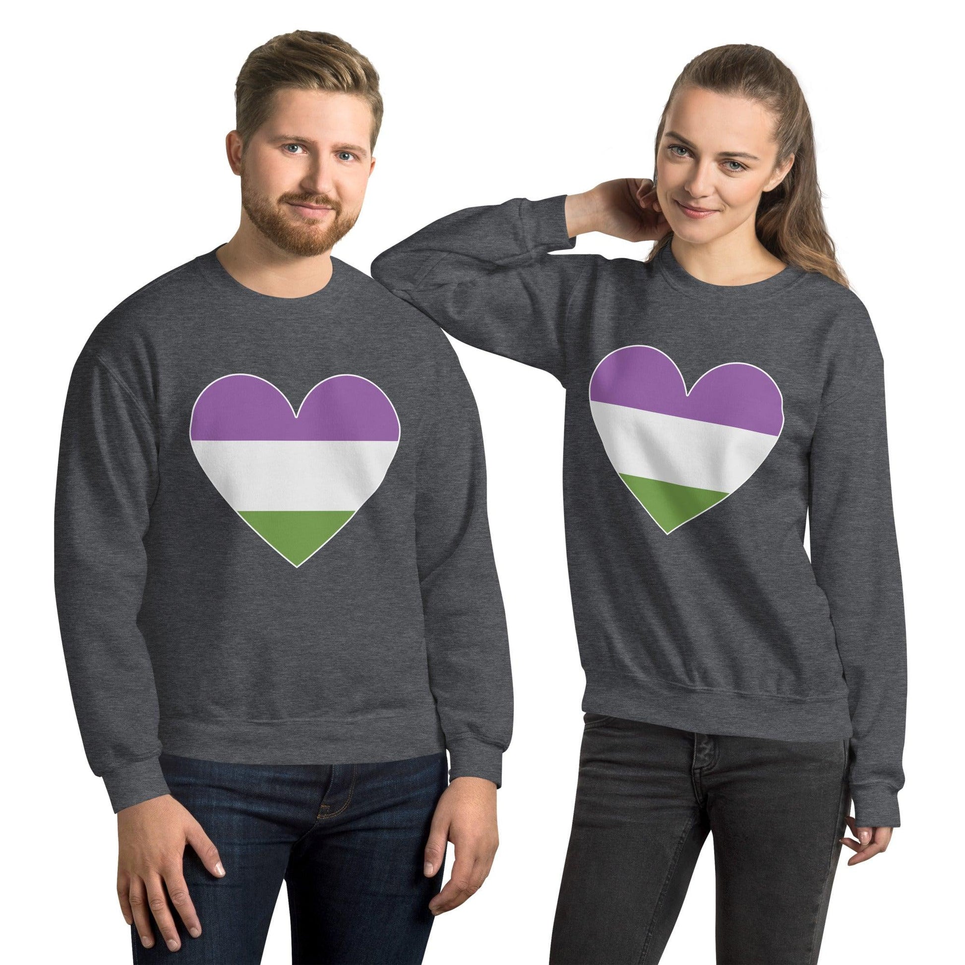 Genderqueer Heart Sweatshirt - Crewneck Sweatshirt - Free 2 B