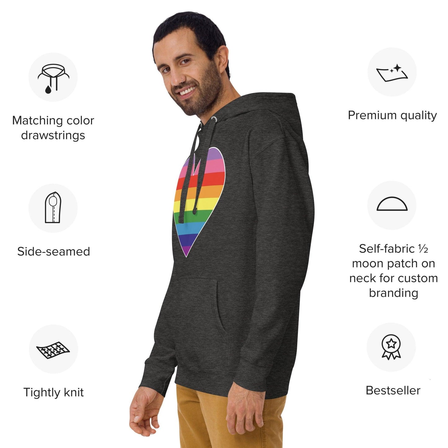 Gilbert Baker's Heart Hoodie - Hoodie - Free 2 B