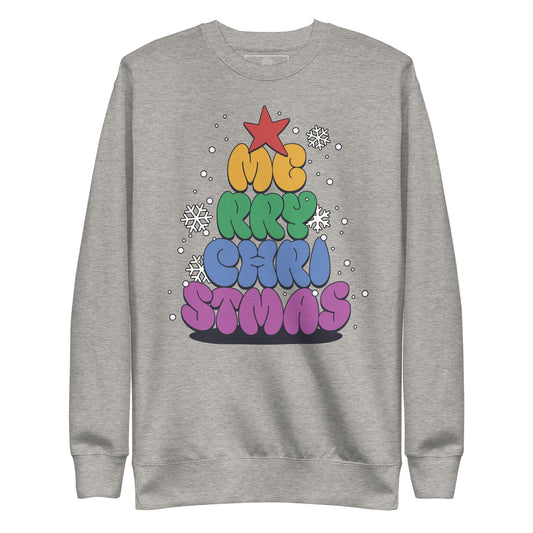 Merry Christmas Rainbow Tree Sweatshirt - Crewneck Sweatshirt - Free 2 B