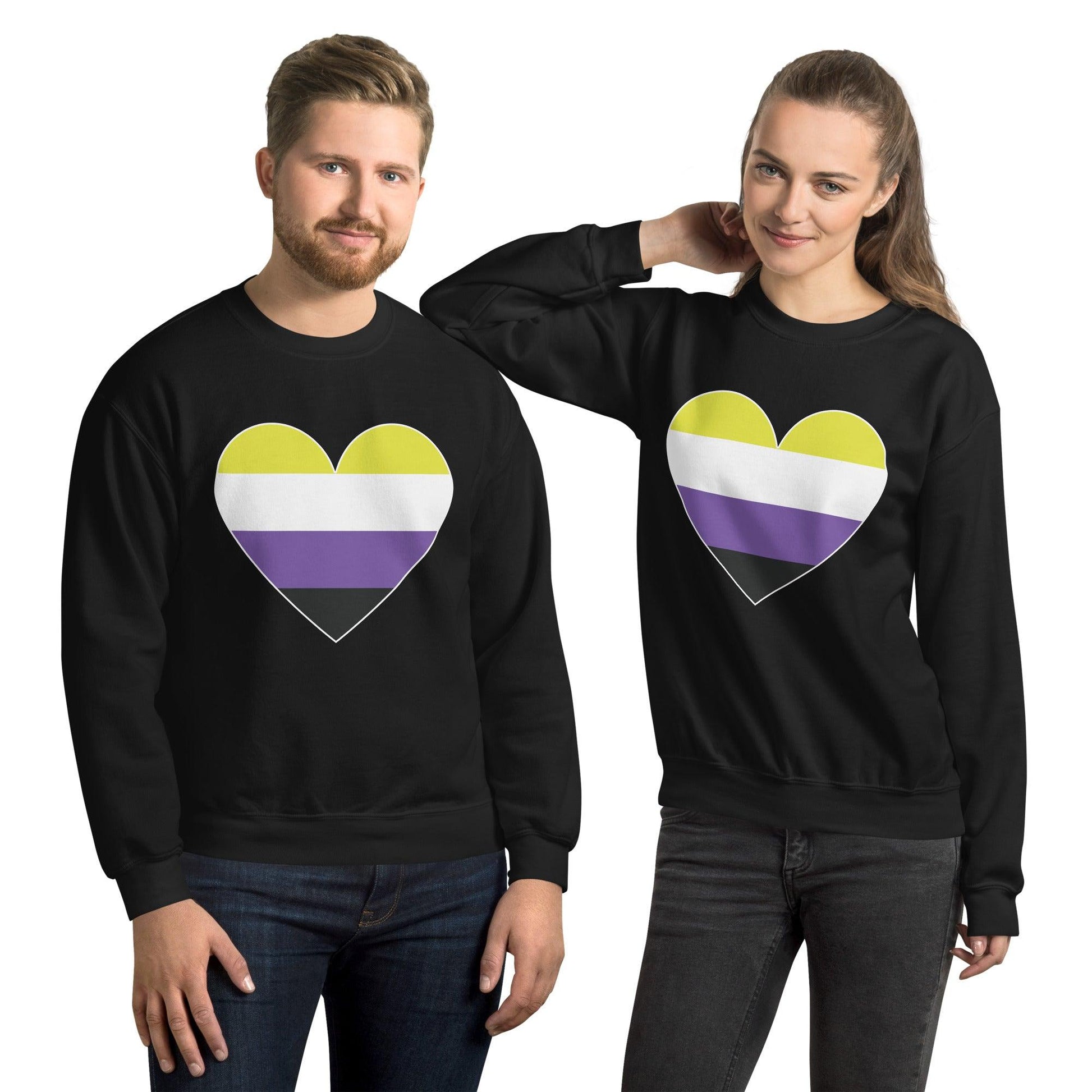 Nonbinary Heart Sweatshirt - Crewneck Sweatshirt - Free 2 B