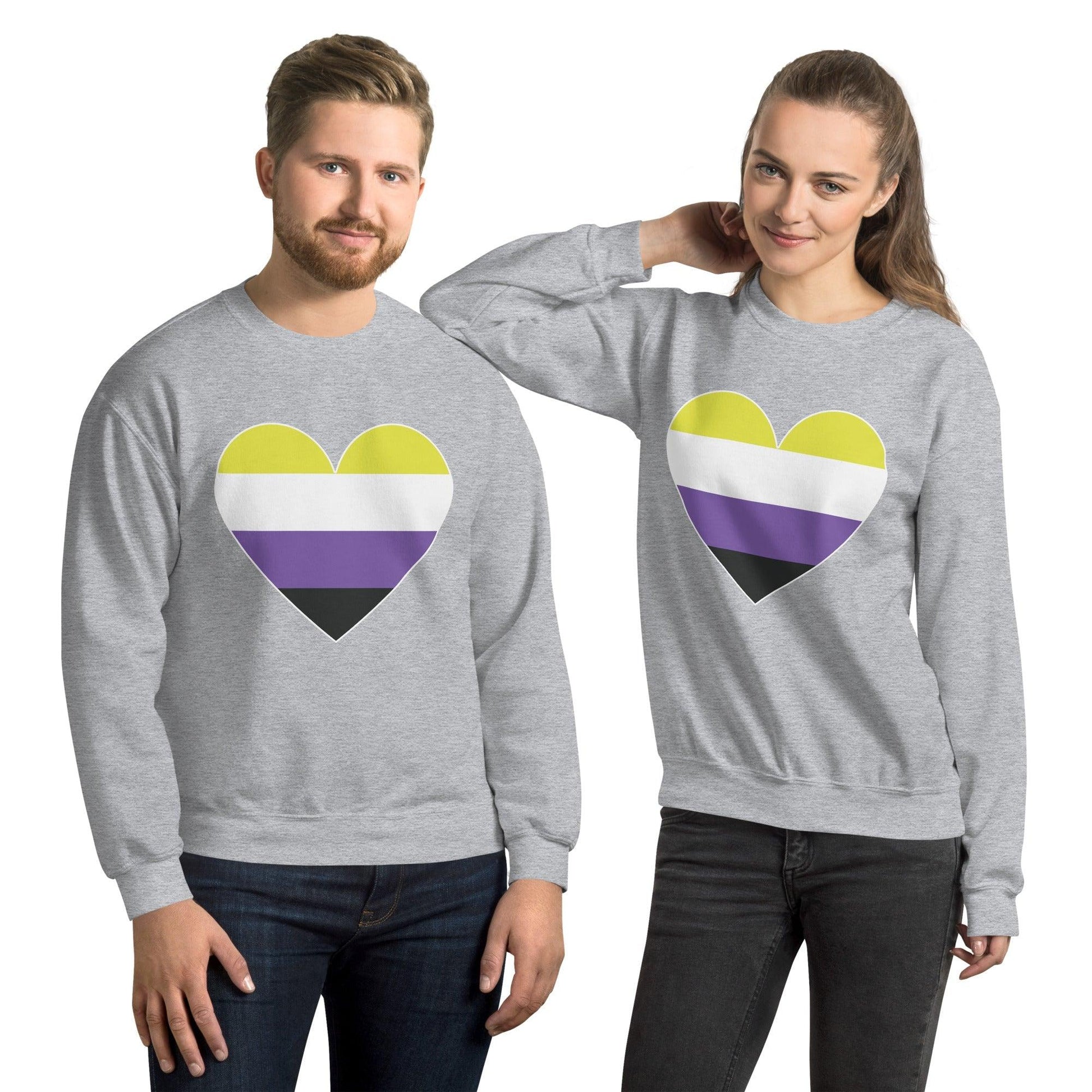 Nonbinary Heart Sweatshirt - Crewneck Sweatshirt - Free 2 B