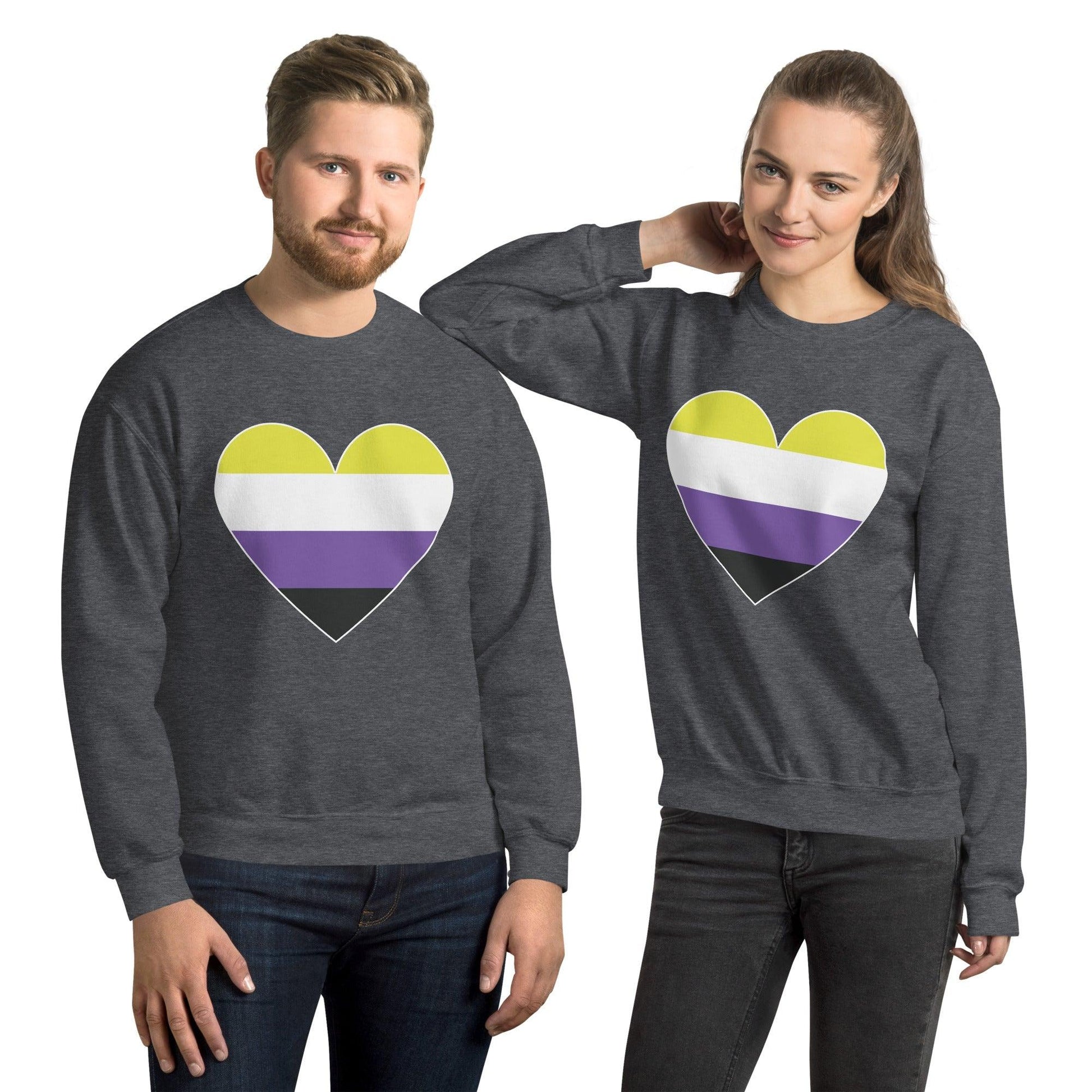 Nonbinary Heart Sweatshirt - Crewneck Sweatshirt - Free 2 B