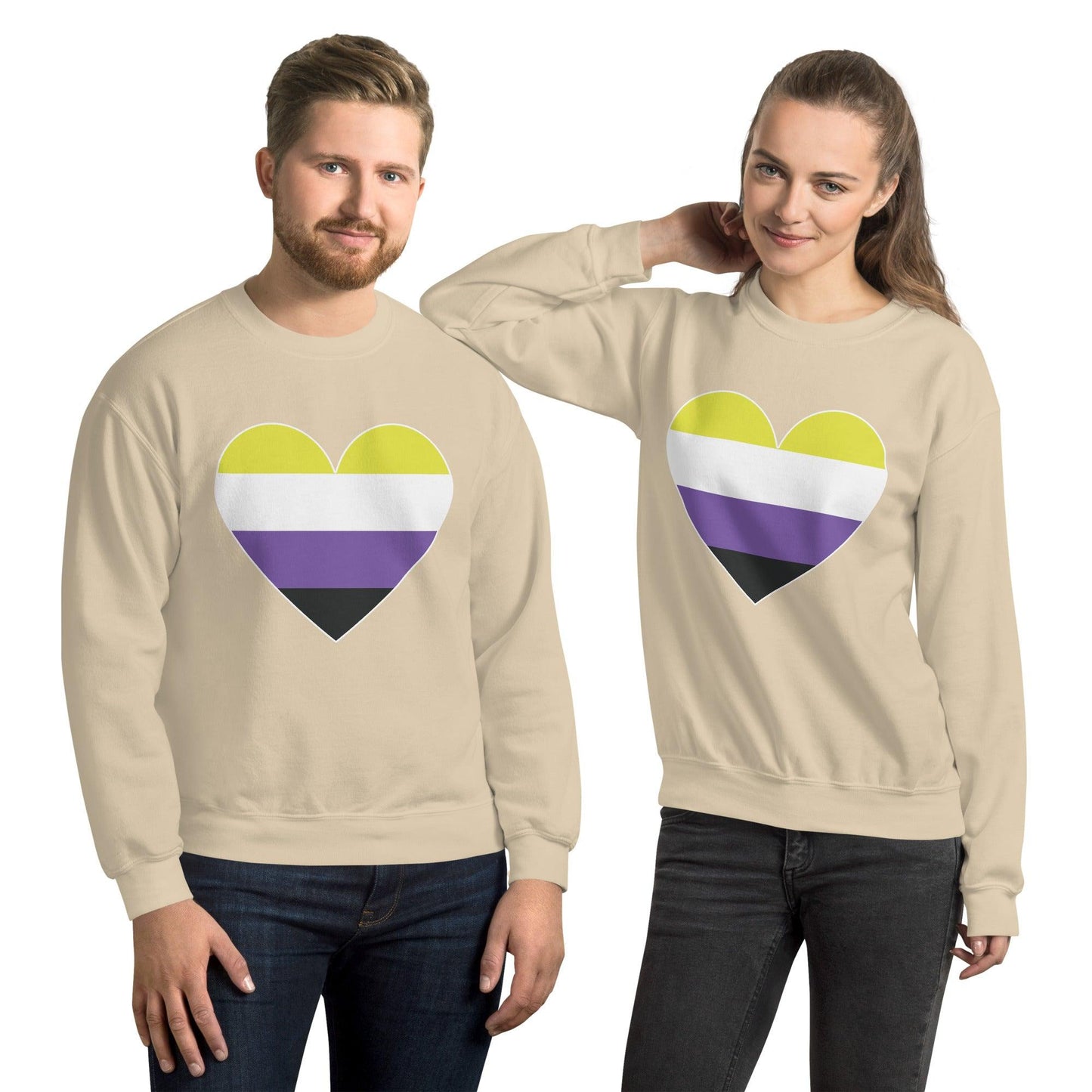 Nonbinary Heart Sweatshirt - Crewneck Sweatshirt - Free 2 B