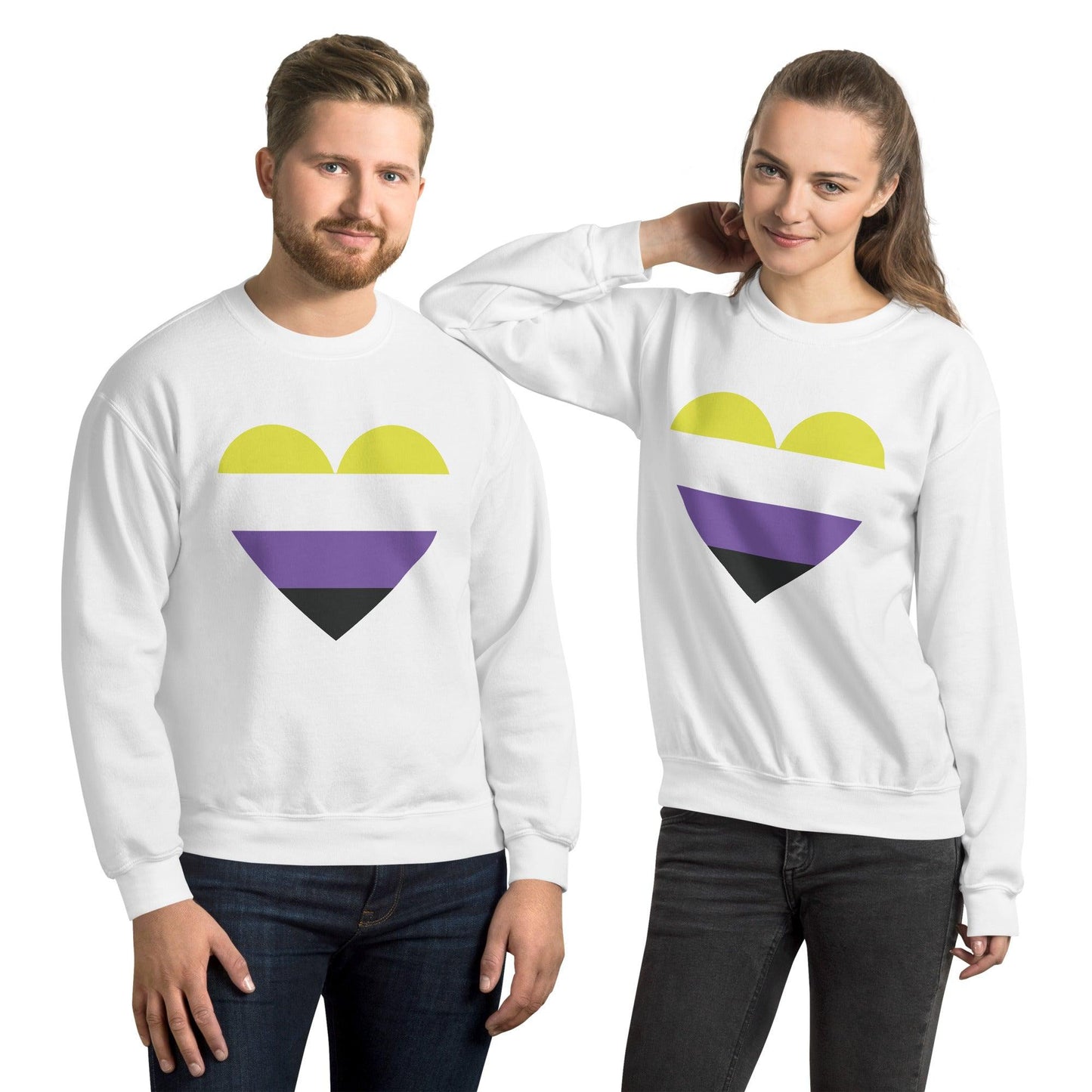 Nonbinary Heart Sweatshirt - Crewneck Sweatshirt - Free 2 B