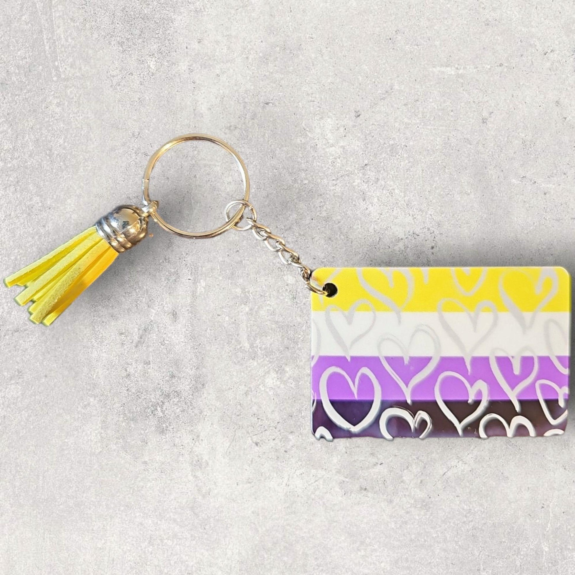 Nonbinary Pride Keychain - Keychain - Free 2 B