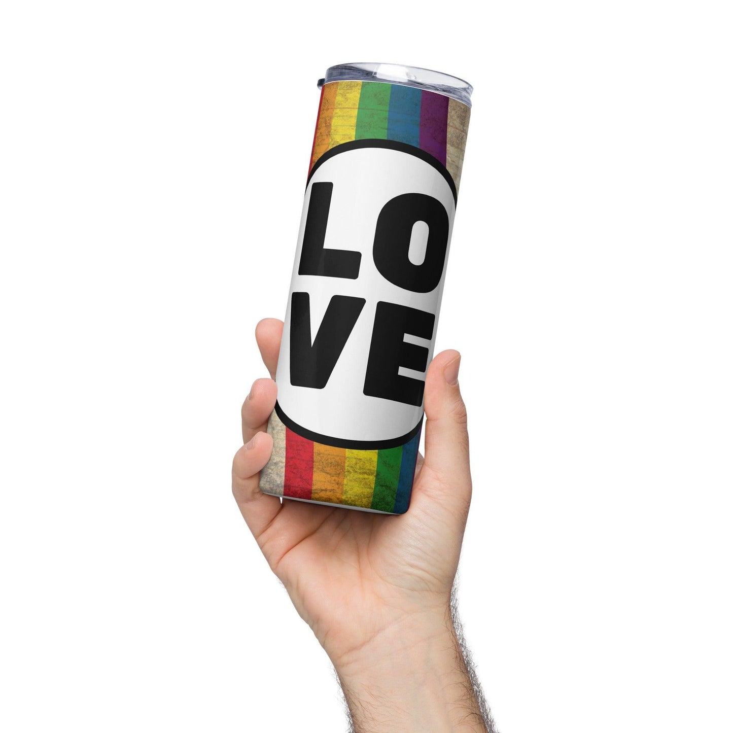 Rainbow "LOVE" Tumbler - Tumbler - Free 2 B