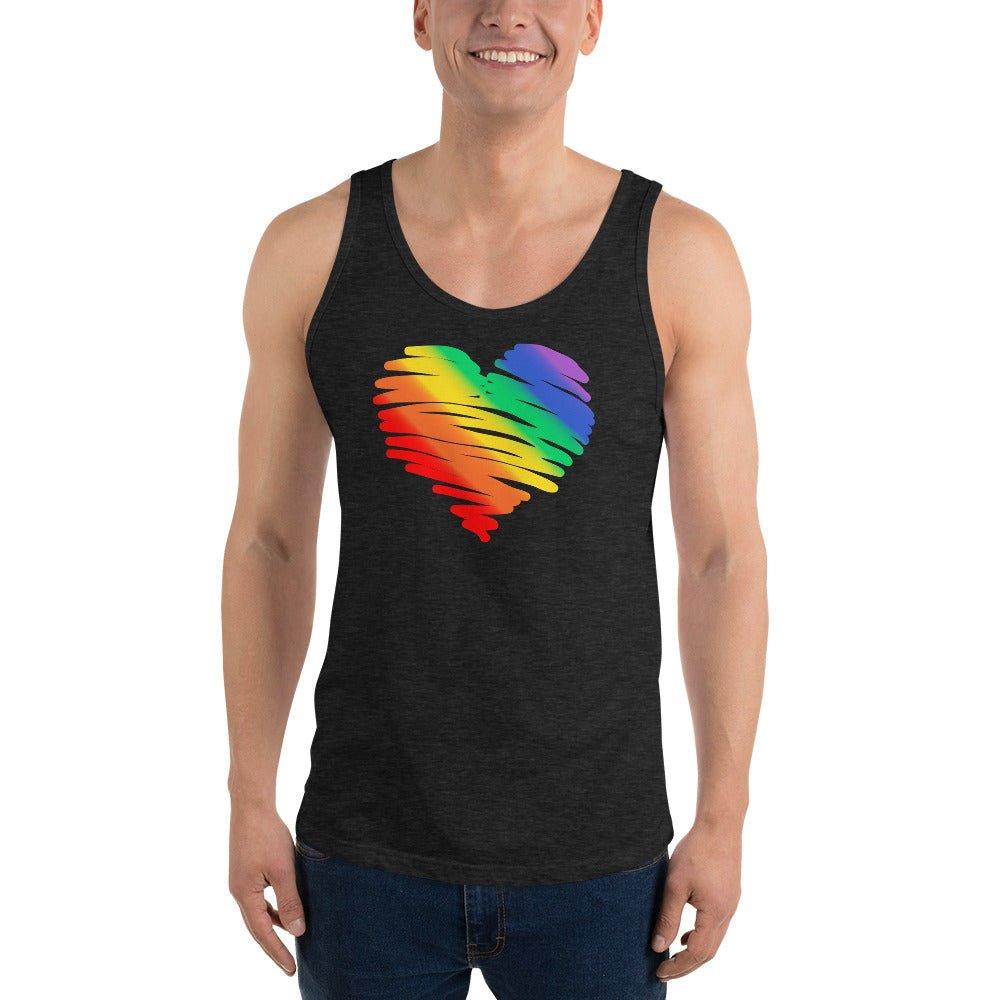 Rainbow Pride Watercolor Heart Tank Top - Tank Top - Free 2 B