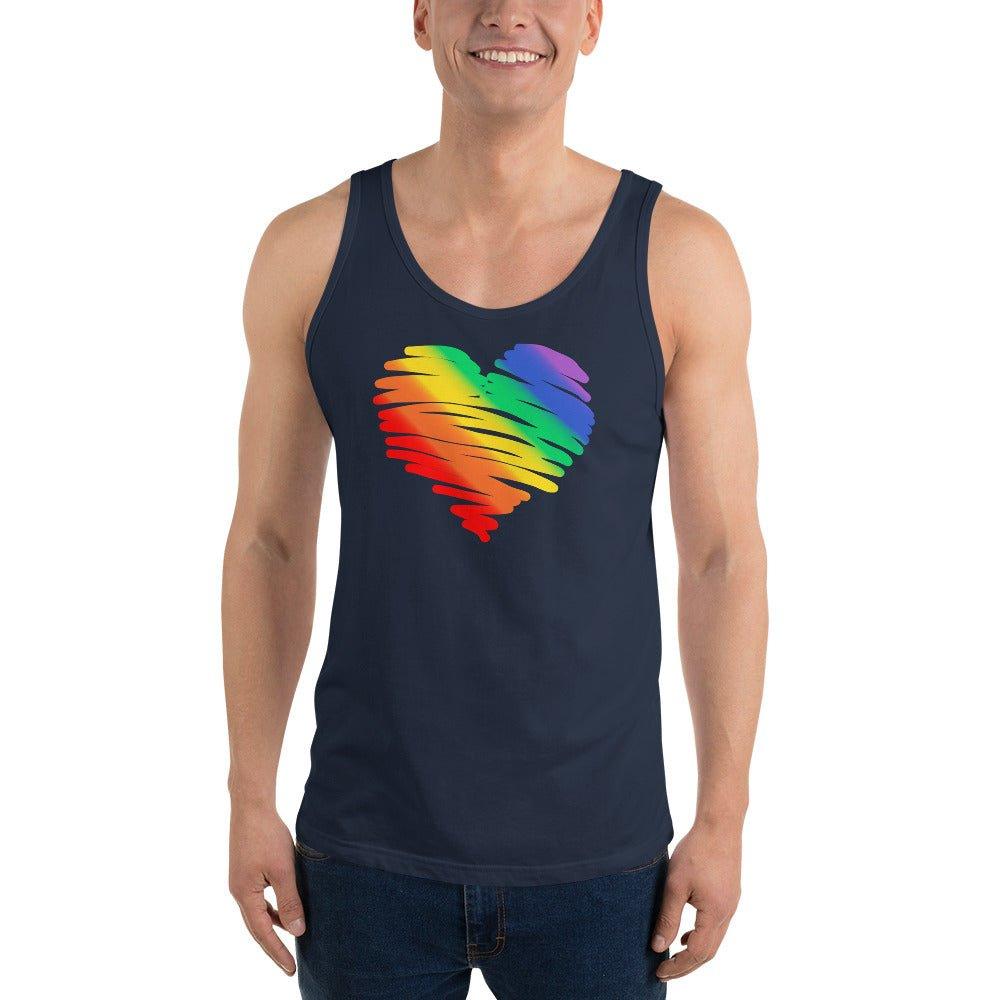 Rainbow Pride Watercolor Heart Tank Top - Tank Top - Free 2 B