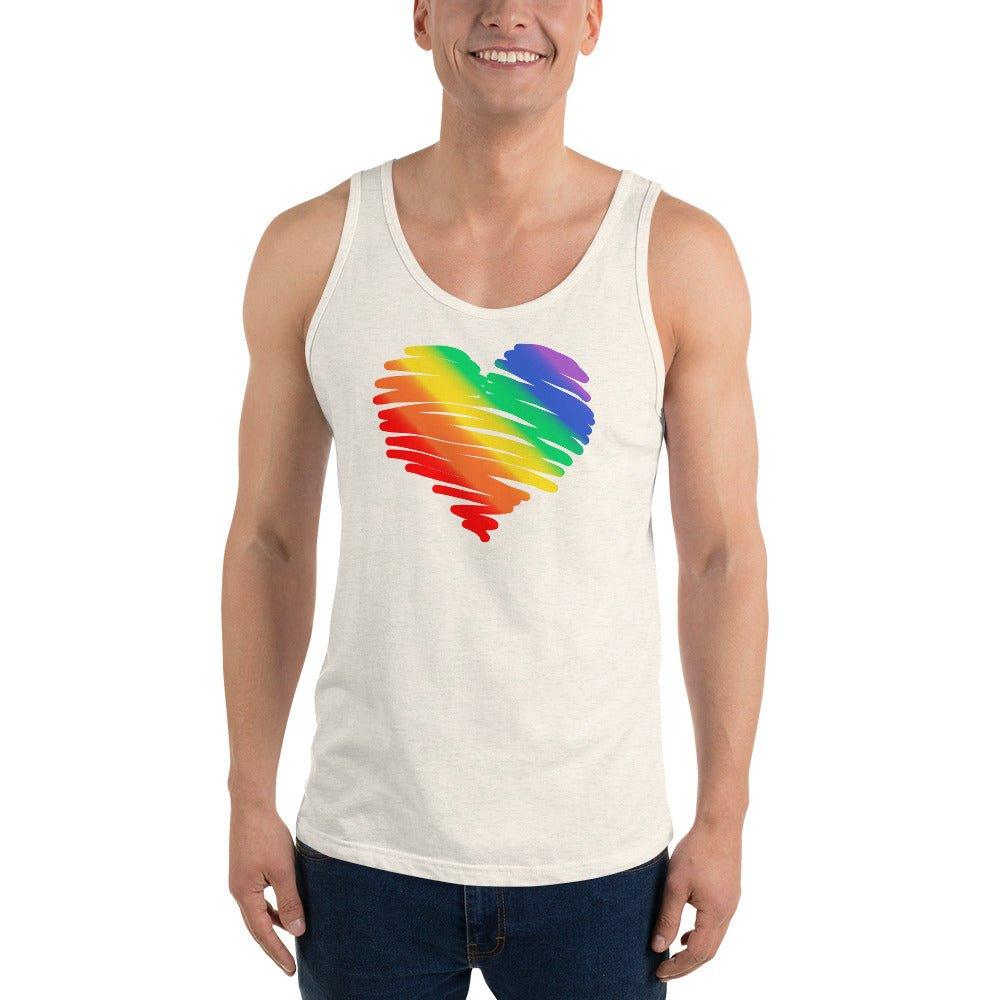 Rainbow Pride Watercolor Heart Tank Top - Tank Top - Free 2 B