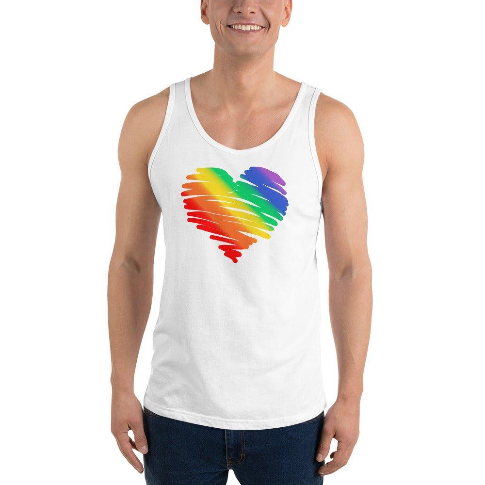 Rainbow Pride Watercolor Heart Tank Top - Tank Top - Free 2 B