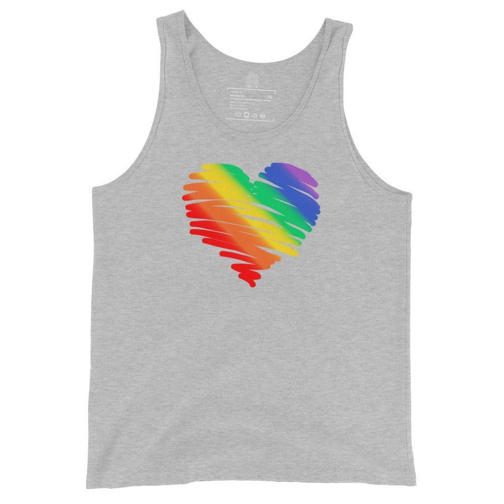 Rainbow Pride Watercolor Heart Tank Top - Tank Top - Free 2 B