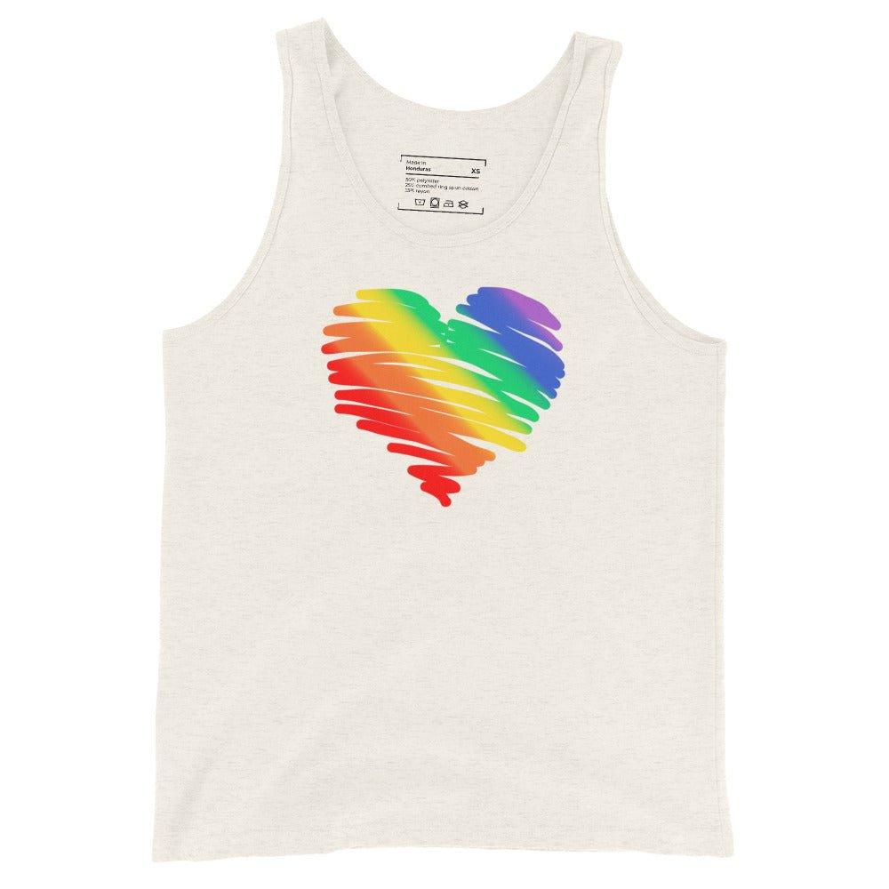 Rainbow Pride Watercolor Heart Tank Top - Tank Top - Free 2 B